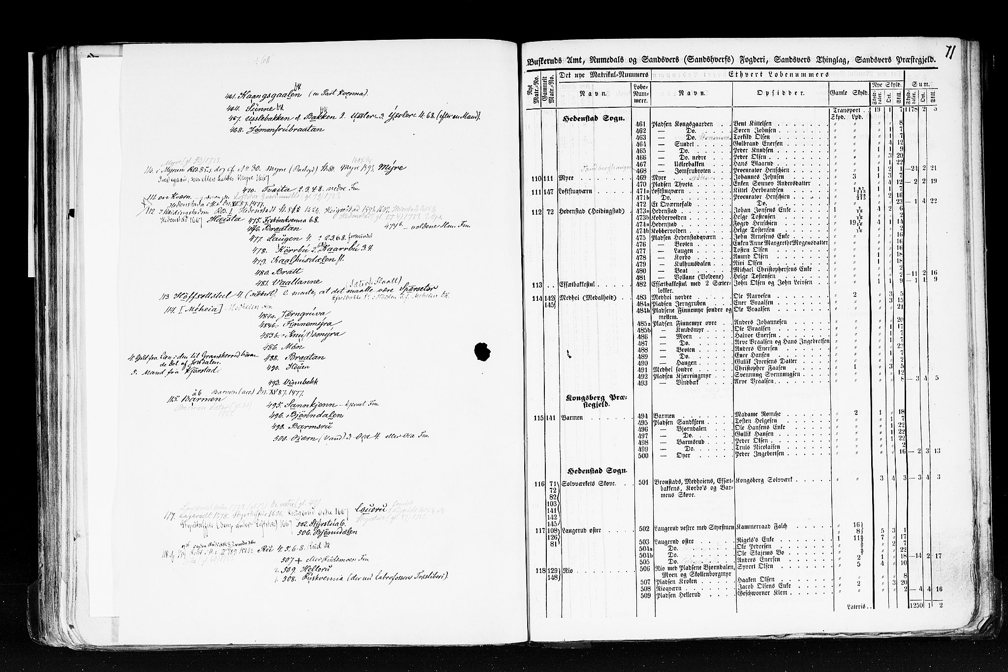 Rygh, AV/RA-PA-0034/F/Fb/L0005: Matrikkelen for 1838 - Buskerud amt (Buskerud fylke), 1838, p. 71a