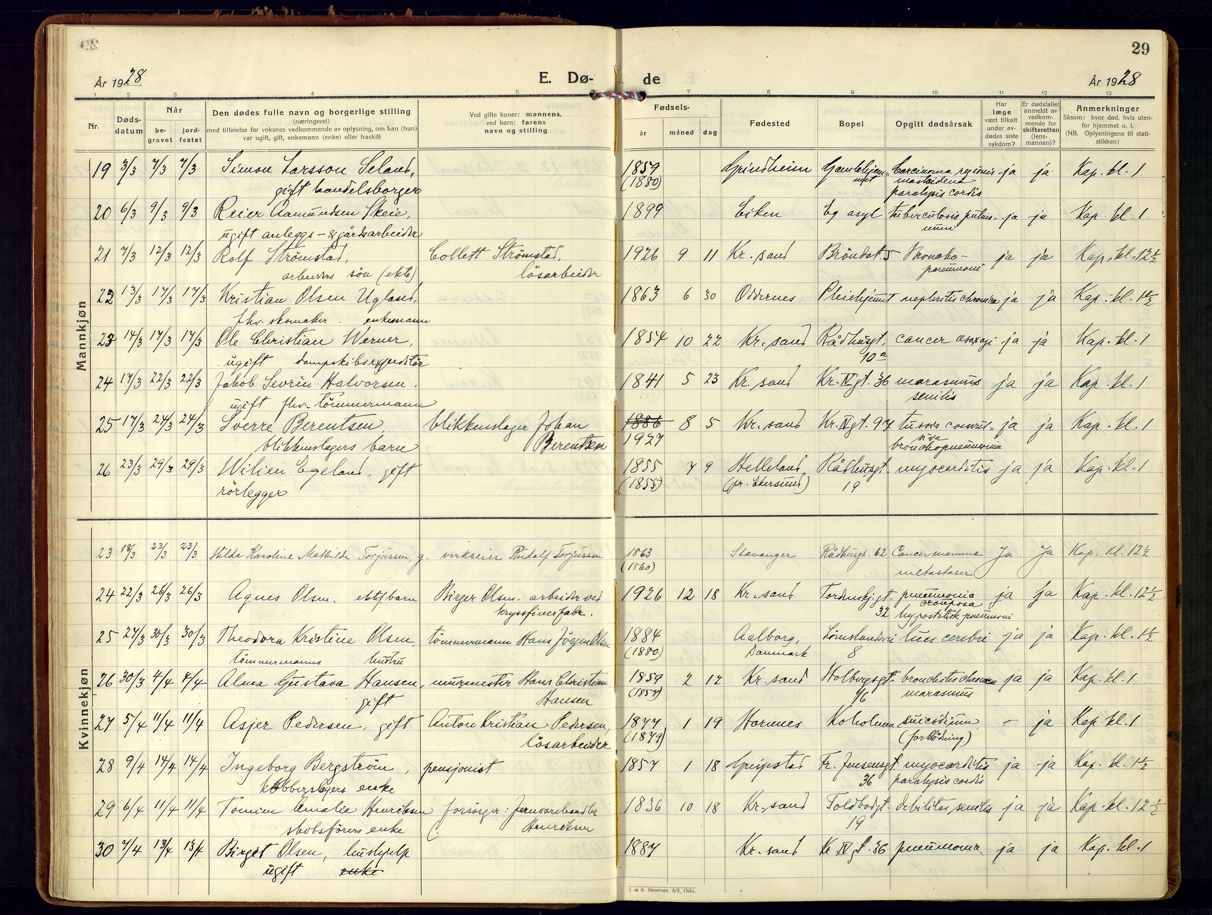 Kristiansand domprosti, AV/SAK-1112-0006/F/Fa/L0030: Parish register (official) no. A 29, 1926-1937, p. 29