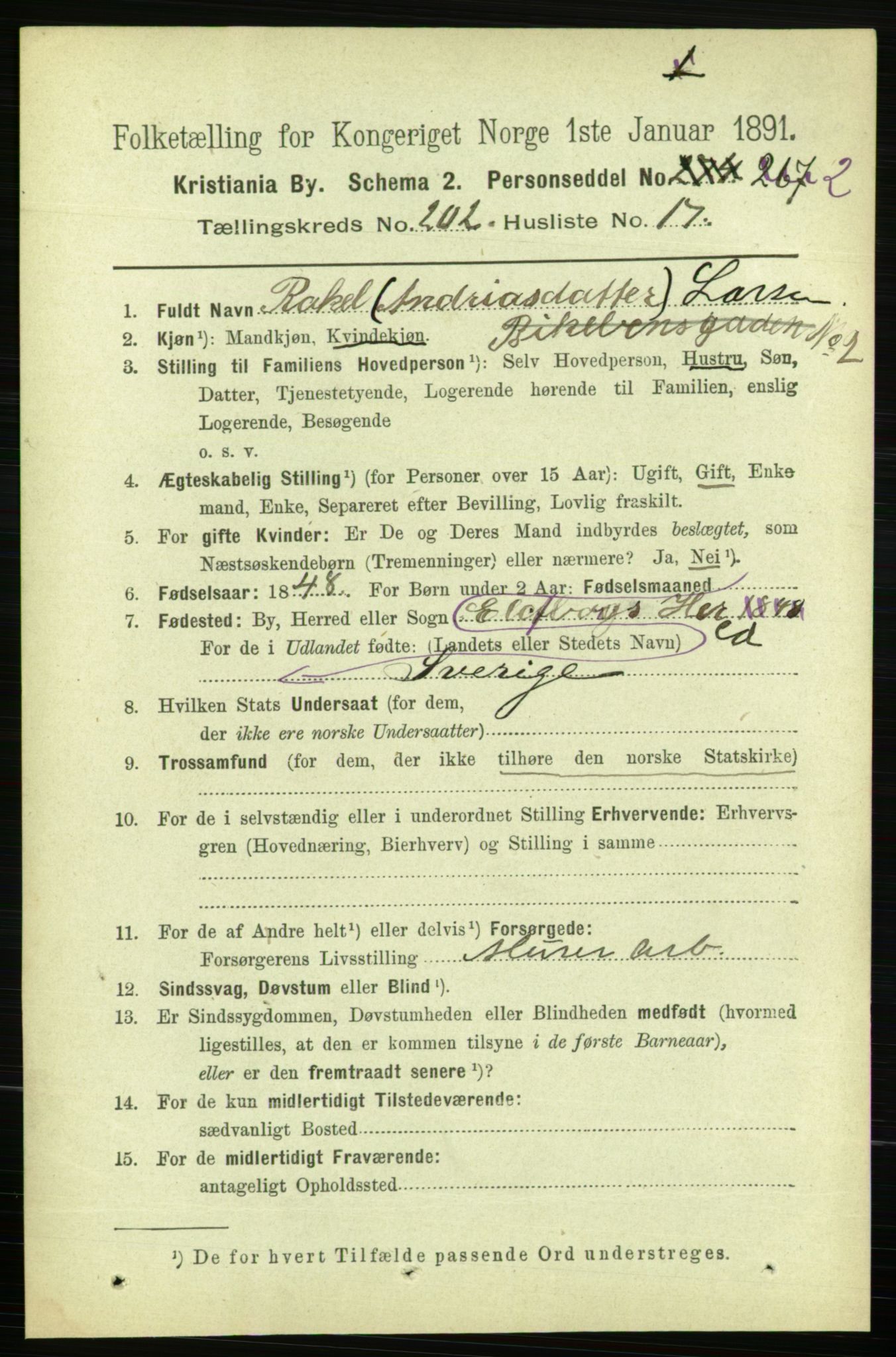 RA, 1891 census for 0301 Kristiania, 1891, p. 121791
