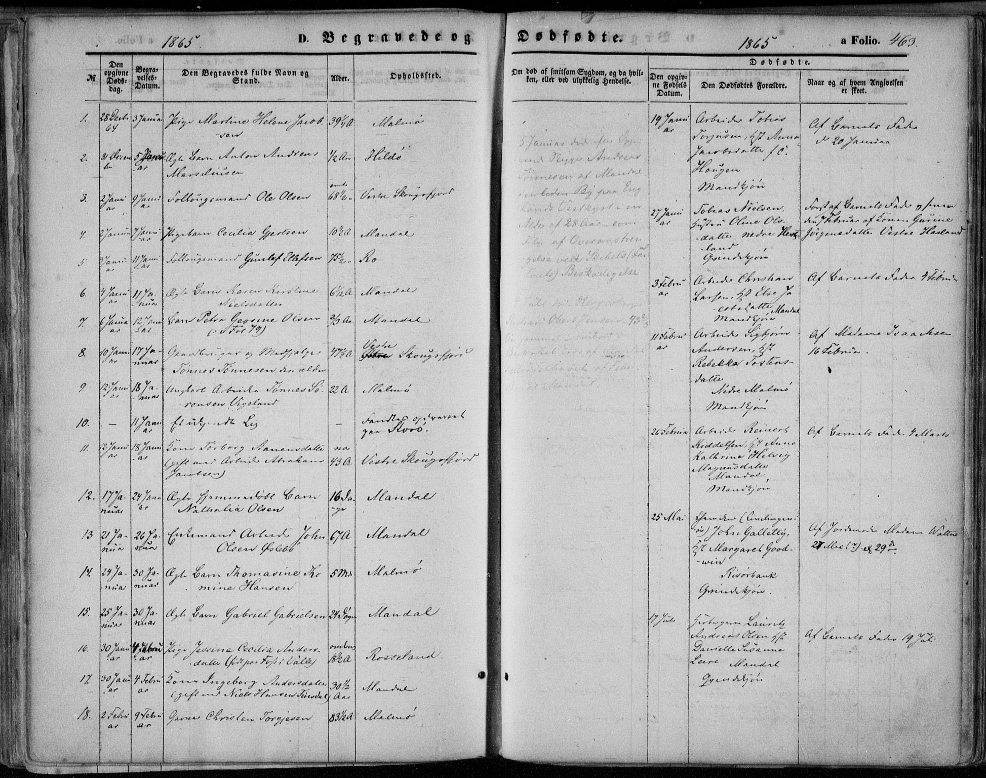 Mandal sokneprestkontor, SAK/1111-0030/F/Fa/Faa/L0014: Parish register (official) no. A 14, 1859-1872, p. 463