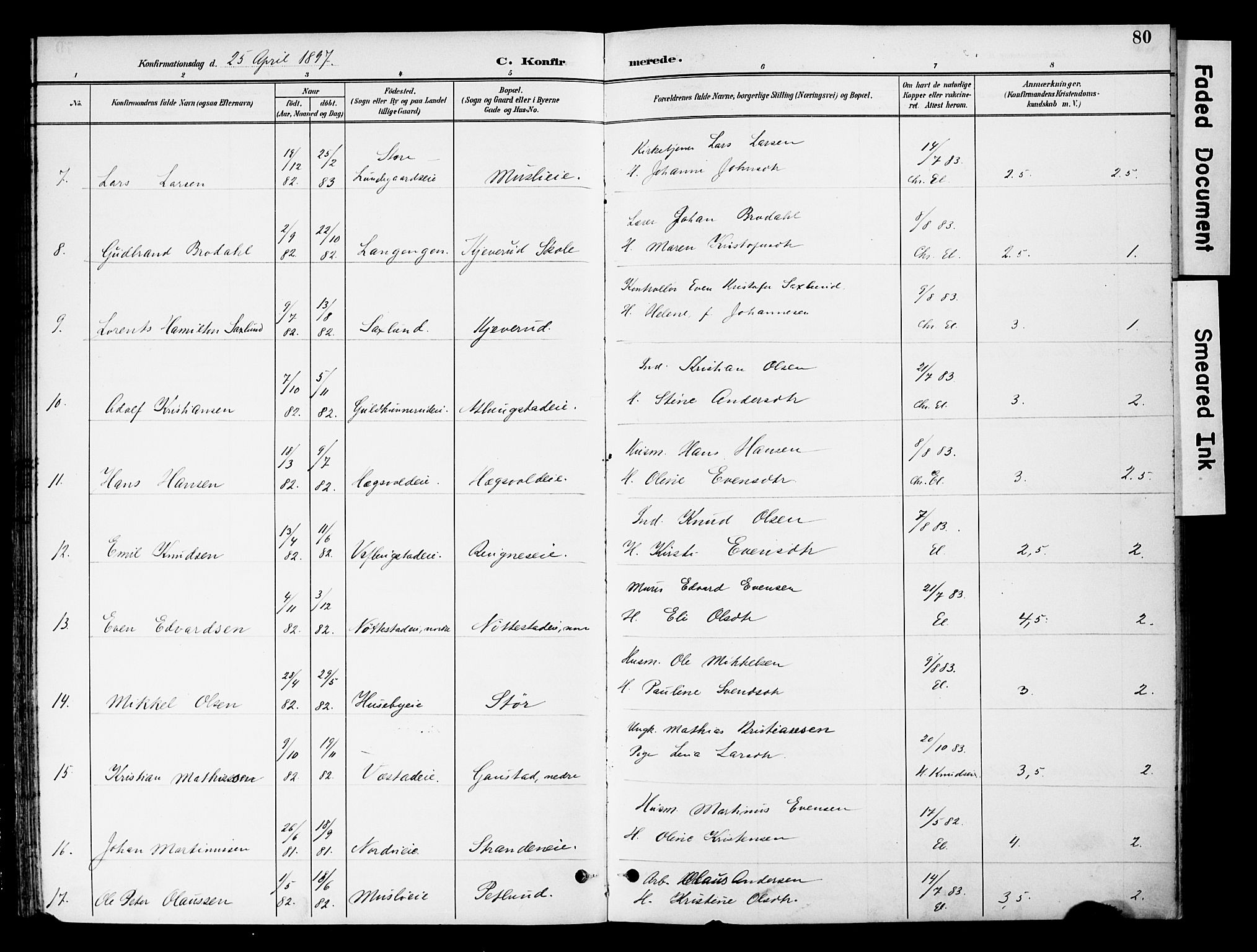 Stange prestekontor, AV/SAH-PREST-002/K/L0021: Parish register (official) no. 21, 1891-1902, p. 80