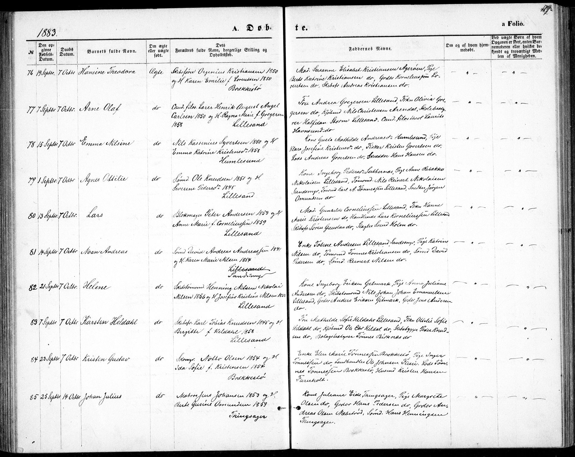 Vestre Moland sokneprestkontor, AV/SAK-1111-0046/F/Fb/Fbb/L0005: Parish register (copy) no. B 5, 1872-1883, p. 119