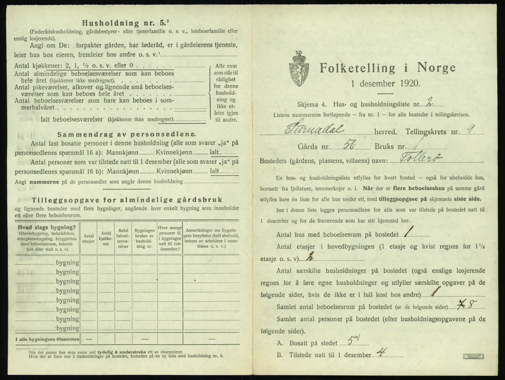 SAT, 1920 census for Surnadal, 1920, p. 933