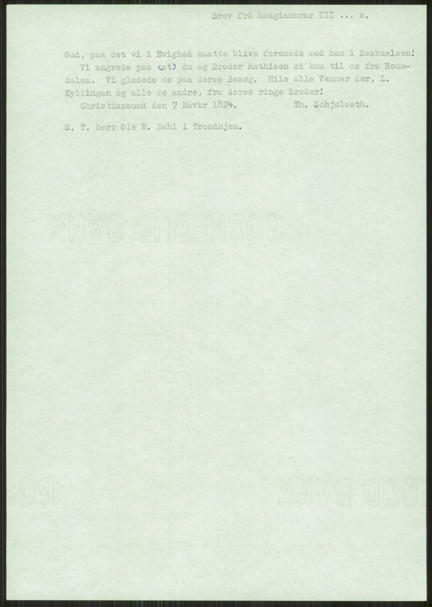 Samlinger til kildeutgivelse, Haugianerbrev, AV/RA-EA-6834/F/L0003: Haugianerbrev III: 1822-1826, 1822-1826