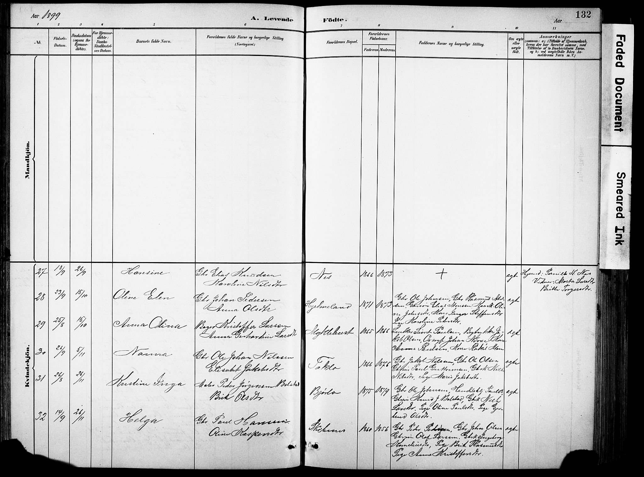 Eid sokneprestembete, AV/SAB-A-82301/H/Hab/Habb/L0002: Parish register (copy) no. B 2, 1882-1907, p. 132