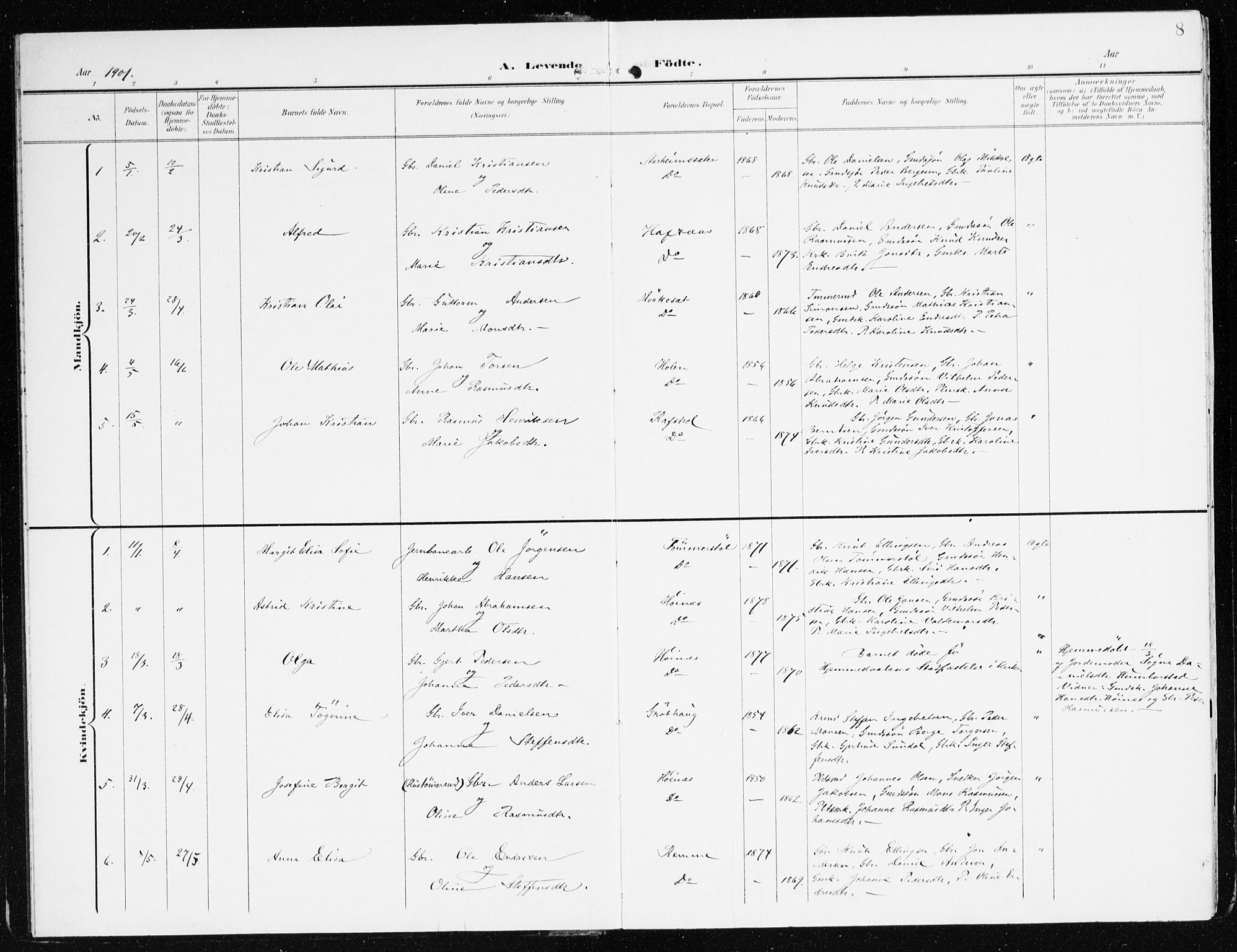 Eid sokneprestembete, AV/SAB-A-82301/H/Haa/Haac/L0002: Parish register (official) no. C 2, 1899-1927, p. 8