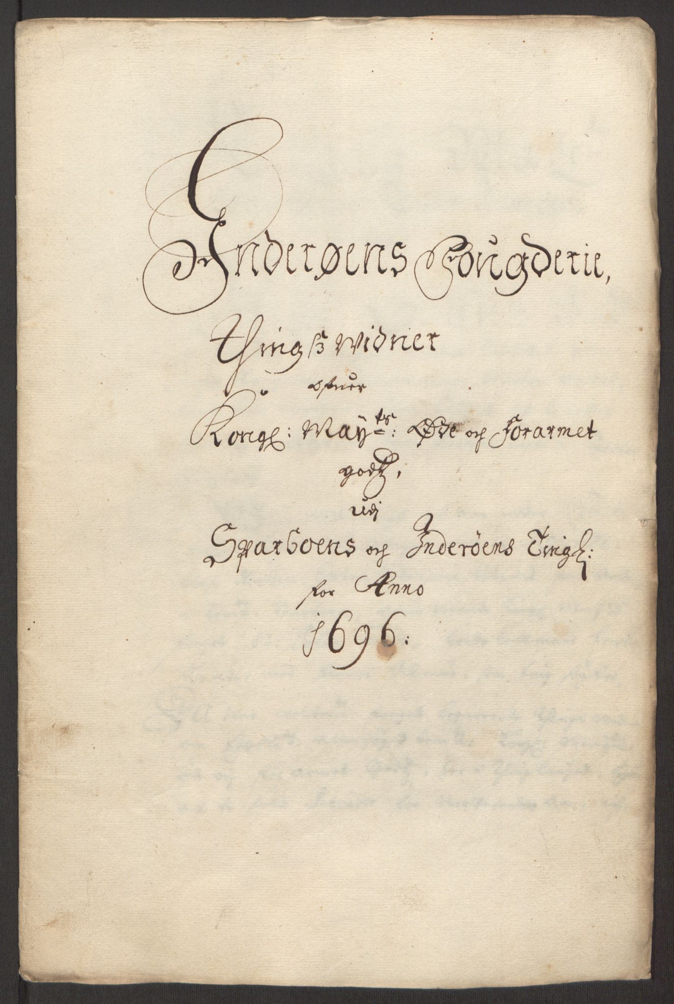 Rentekammeret inntil 1814, Reviderte regnskaper, Fogderegnskap, AV/RA-EA-4092/R63/L4309: Fogderegnskap Inderøy, 1695-1697, p. 332