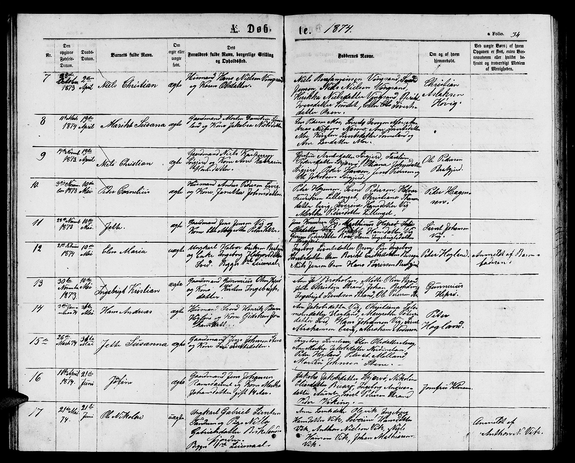 Ministerialprotokoller, klokkerbøker og fødselsregistre - Sør-Trøndelag, SAT/A-1456/658/L0725: Parish register (copy) no. 658C01, 1867-1882, p. 34