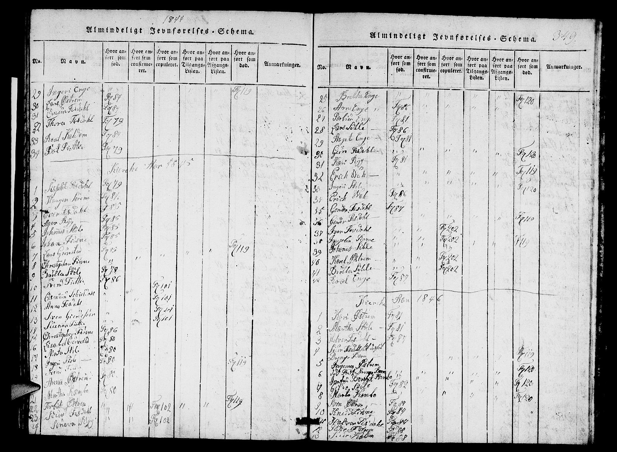 Etne sokneprestembete, SAB/A-75001/H/Hab: Parish register (copy) no. A 1, 1815-1849, p. 349