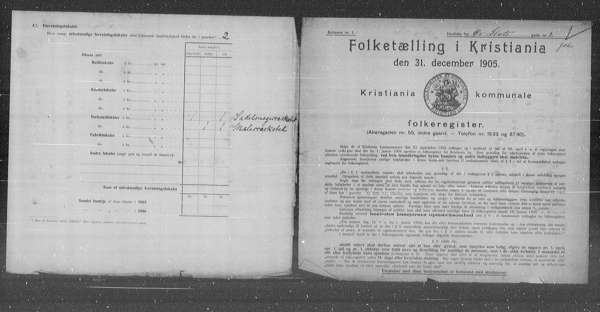 OBA, Municipal Census 1905 for Kristiania, 1905, p. 68264