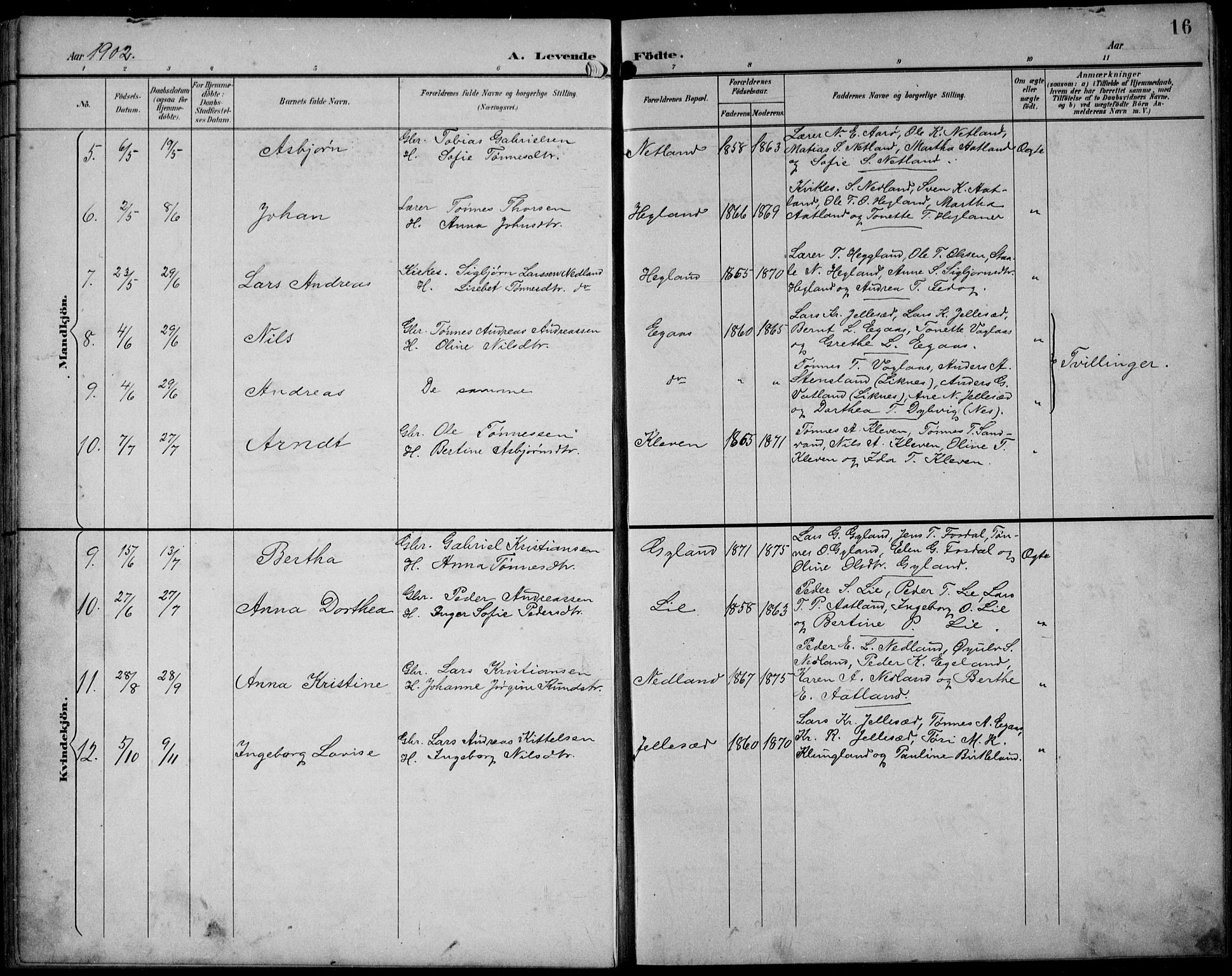 Bakke sokneprestkontor, AV/SAK-1111-0002/F/Fb/Fbb/L0004: Parish register (copy) no. B 4, 1896-1927, p. 16