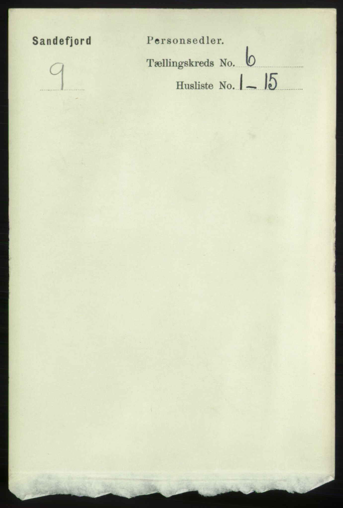 RA, 1891 census for 0706 Sandefjord, 1891, p. 2312