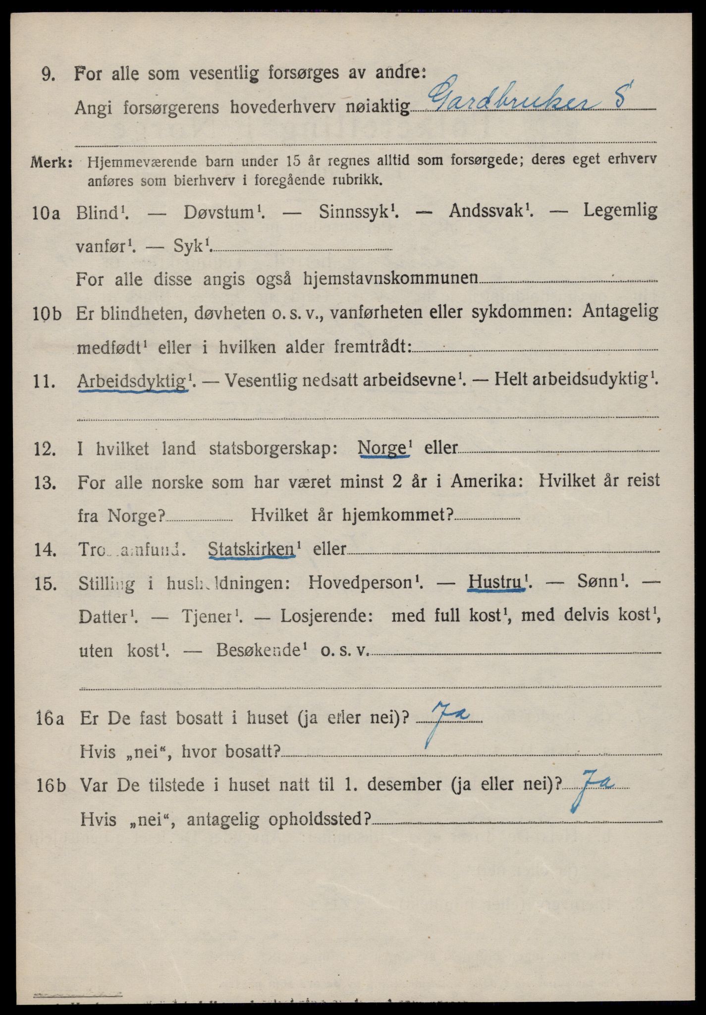 SAT, 1920 census for Vestnes, 1920, p. 3418