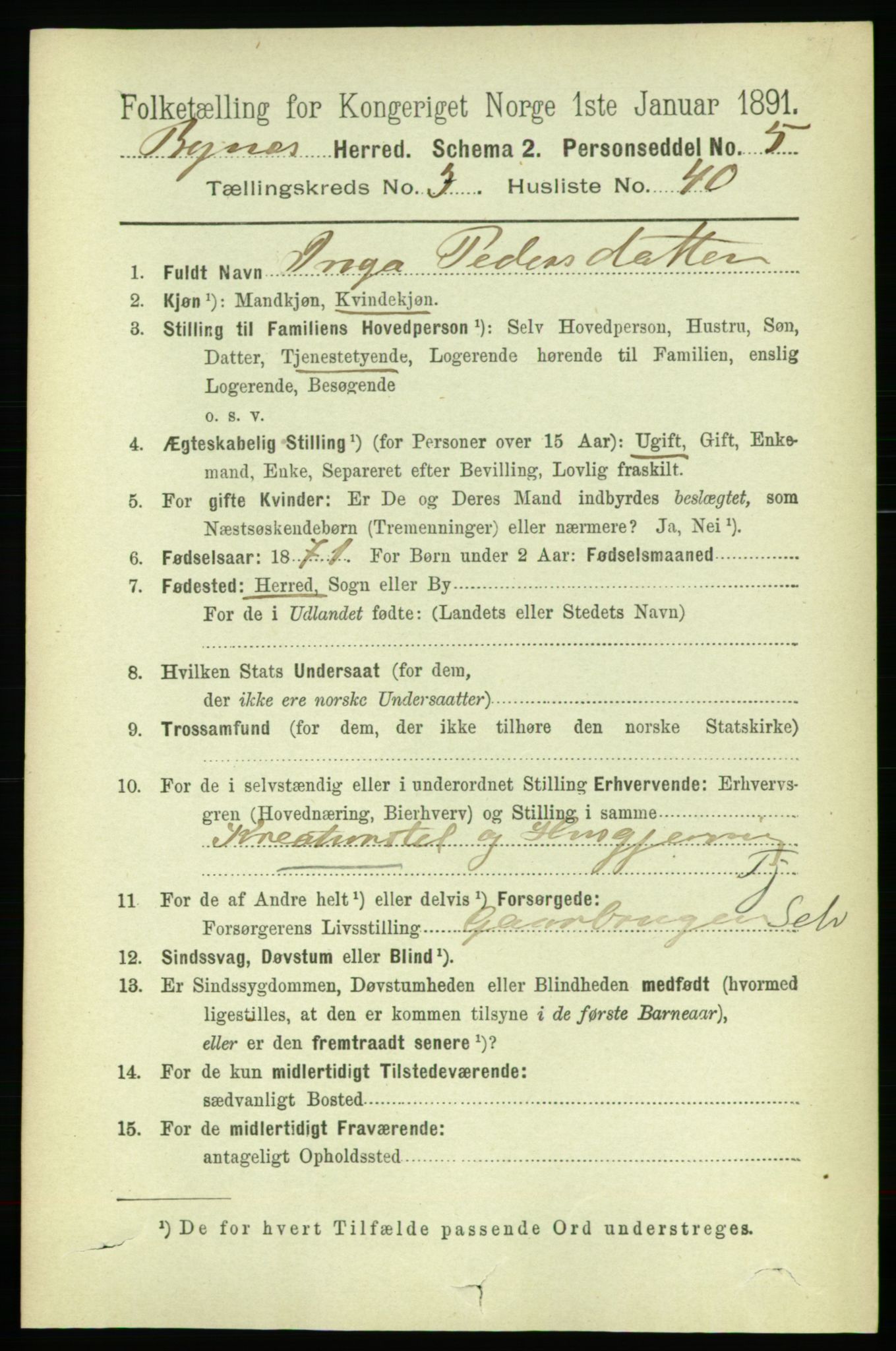 RA, 1891 census for 1655 Byneset, 1891, p. 1503