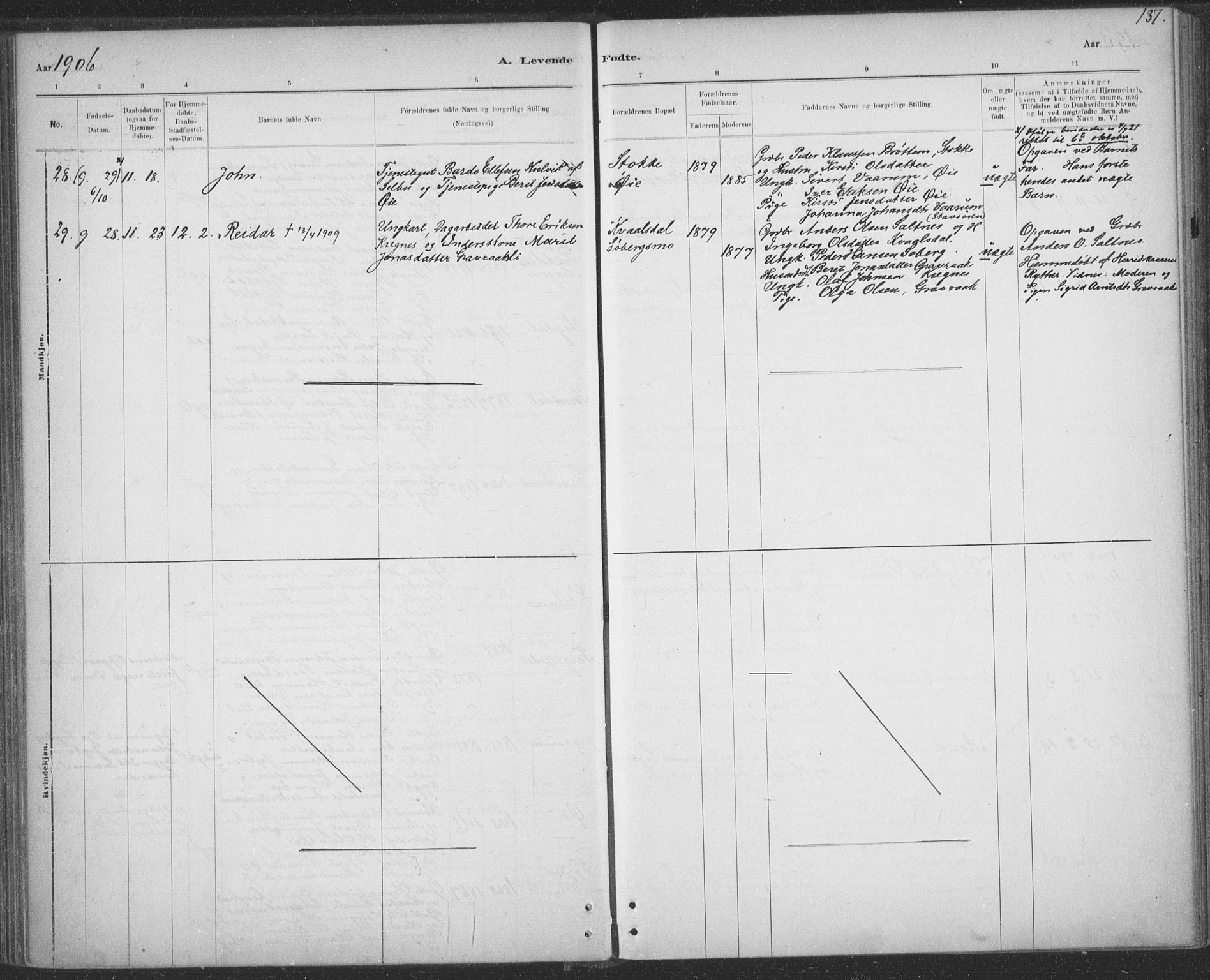 Ministerialprotokoller, klokkerbøker og fødselsregistre - Sør-Trøndelag, SAT/A-1456/691/L1085: Parish register (official) no. 691A17, 1887-1908, p. 137