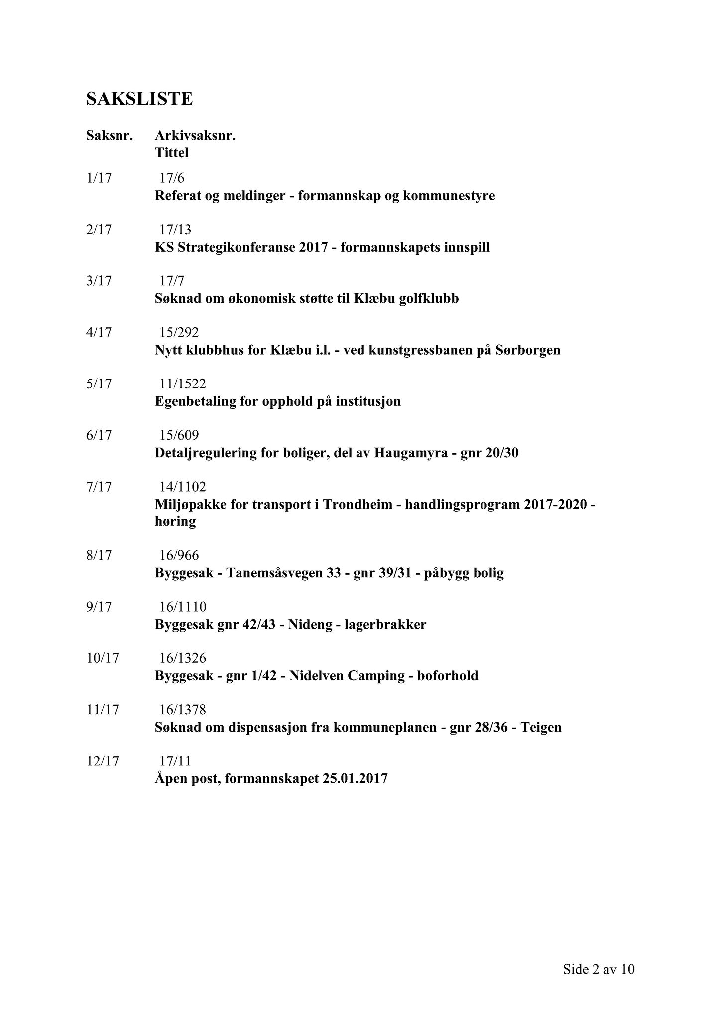 Klæbu Kommune, TRKO/KK/02-FS/L010: Formannsskapet - Møtedokumenter, 2017, p. 337