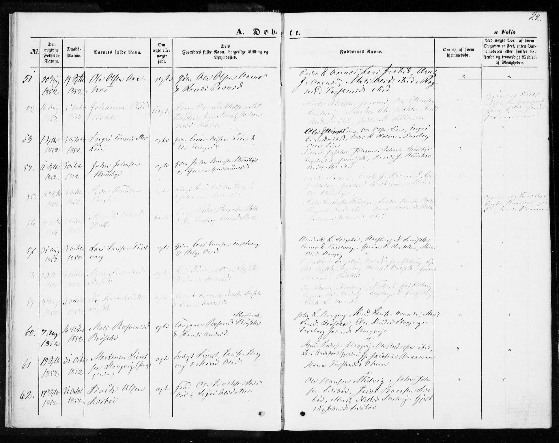 Ministerialprotokoller, klokkerbøker og fødselsregistre - Møre og Romsdal, AV/SAT-A-1454/592/L1026: Parish register (official) no. 592A04, 1849-1867, p. 22