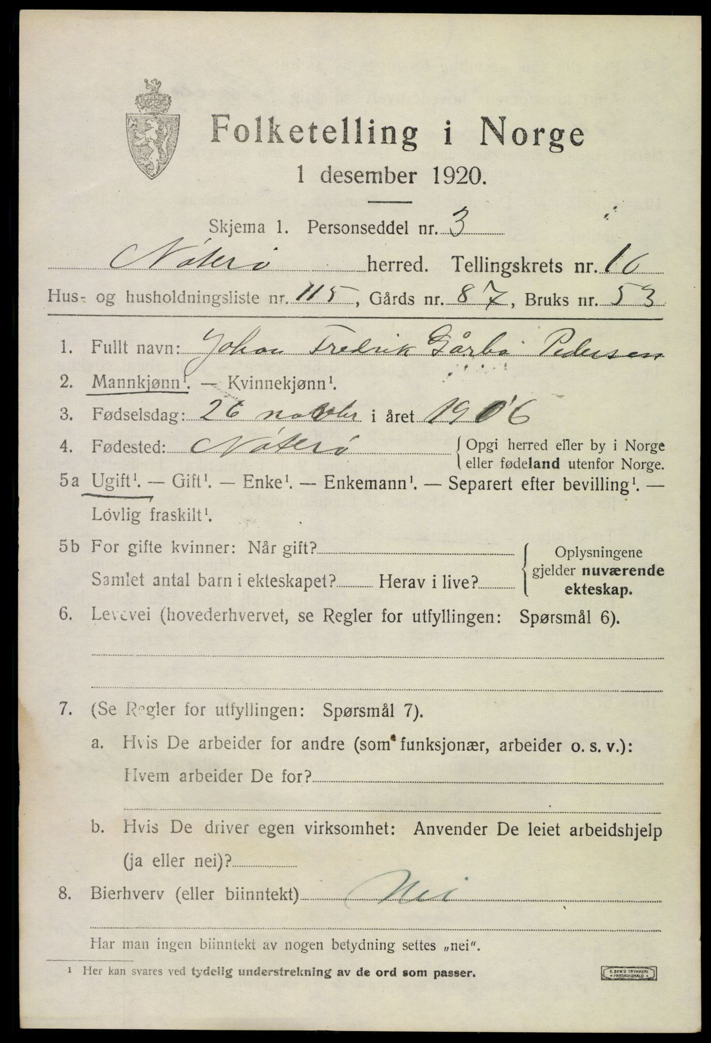 SAKO, 1920 census for Nøtterøy, 1920, p. 13531