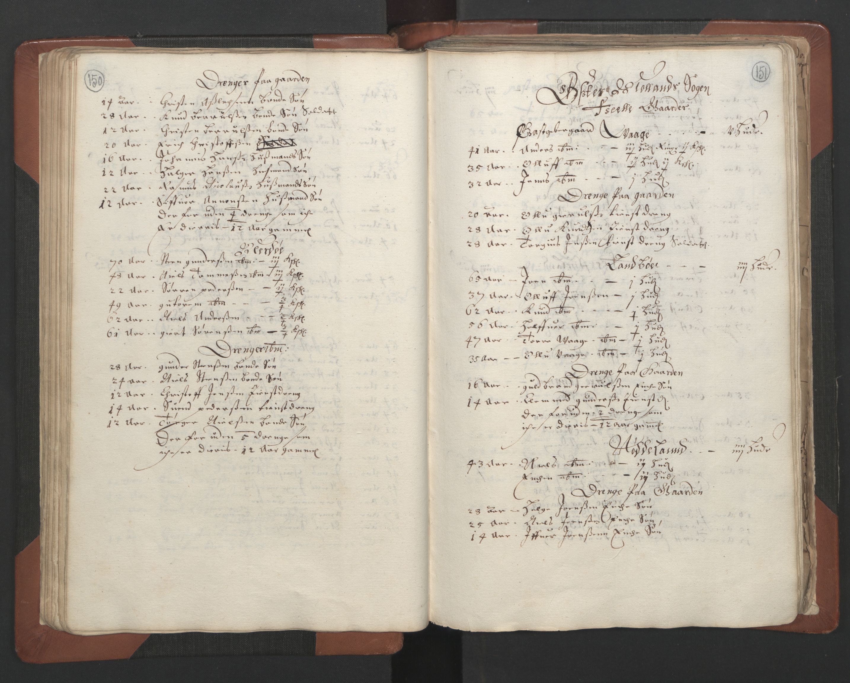 RA, Bailiff's Census 1664-1666, no. 7: Nedenes fogderi, 1664-1666, p. 150-151