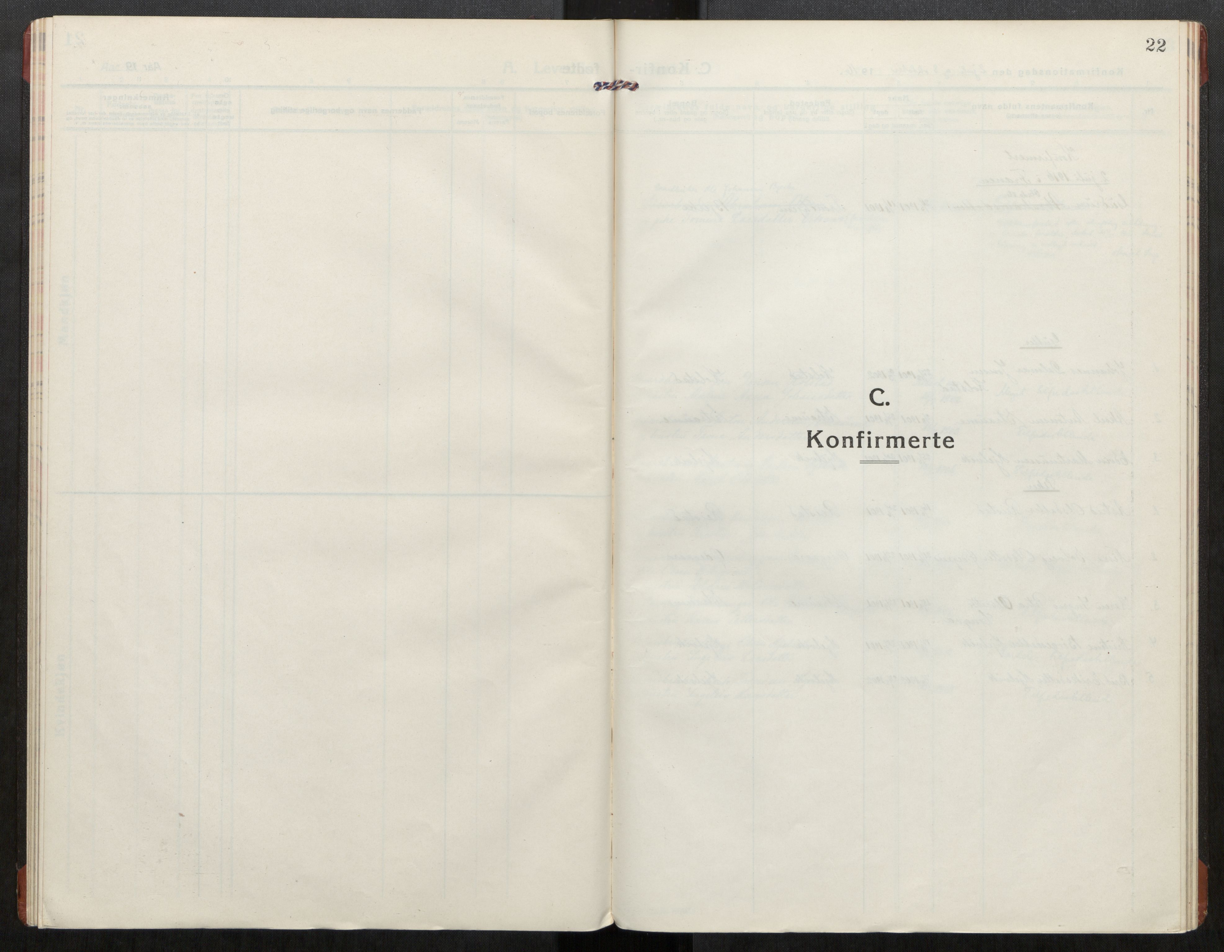 Ministerialprotokoller, klokkerbøker og fødselsregistre - Møre og Romsdal, SAT/A-1454/550/L0622: Parish register (official) no. 550A02, 1916-1931, p. 22