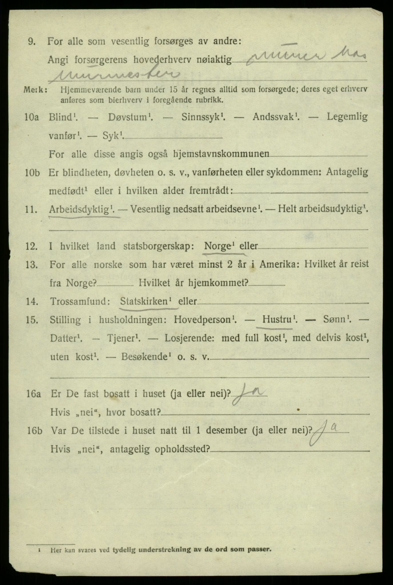 SAB, 1920 census for Odda, 1920, p. 9426