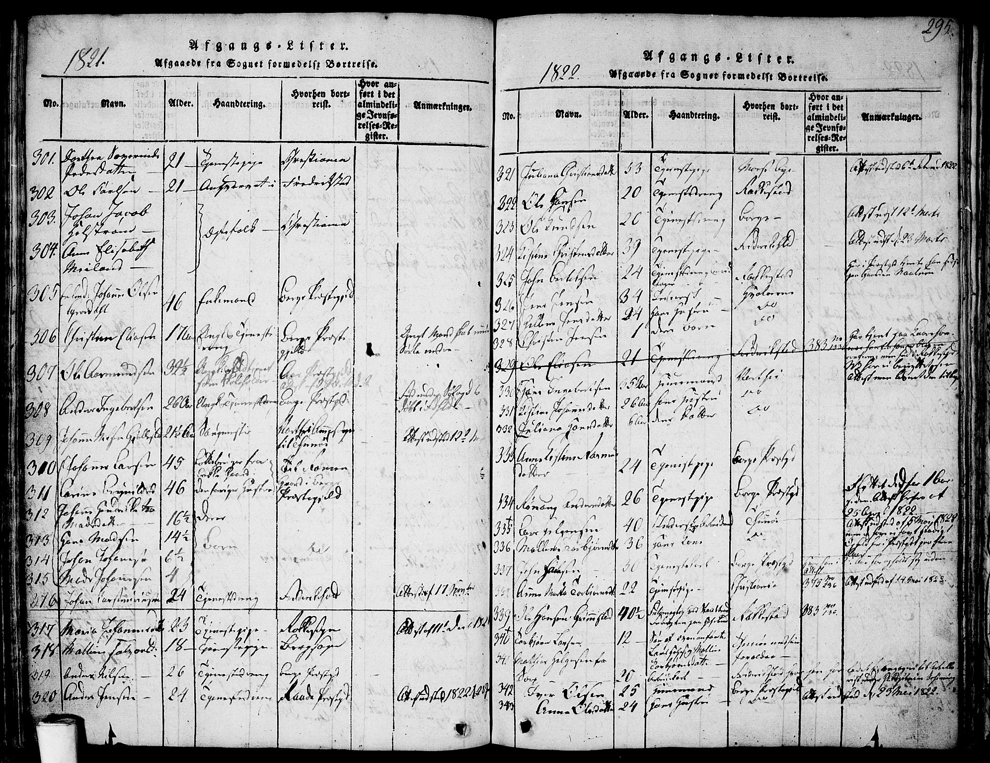 Skjeberg prestekontor Kirkebøker, SAO/A-10923/F/Fa/L0004: Parish register (official) no. I 4, 1815-1830, p. 295