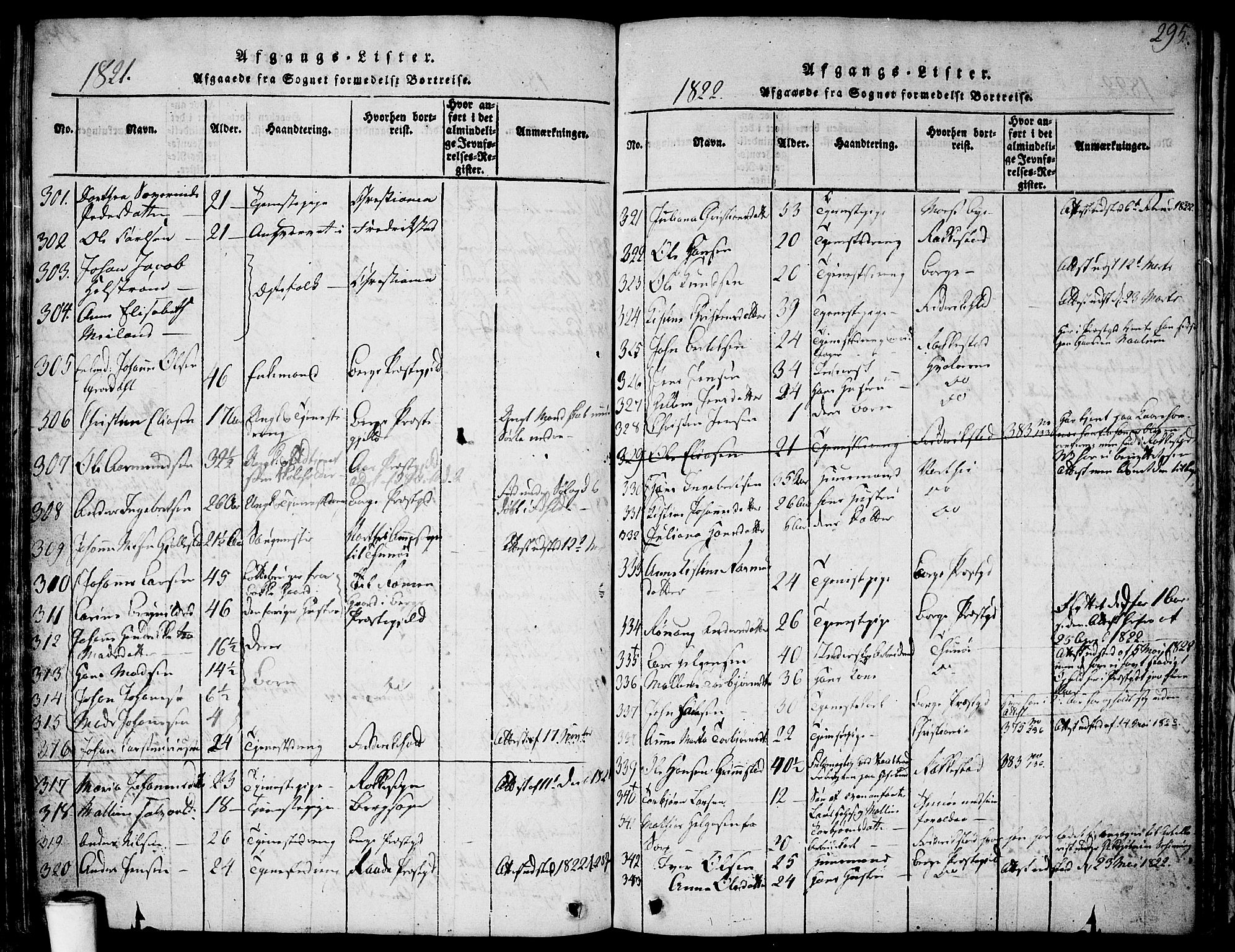 Skjeberg prestekontor Kirkebøker, AV/SAO-A-10923/F/Fa/L0004: Parish register (official) no. I 4, 1815-1830, p. 295