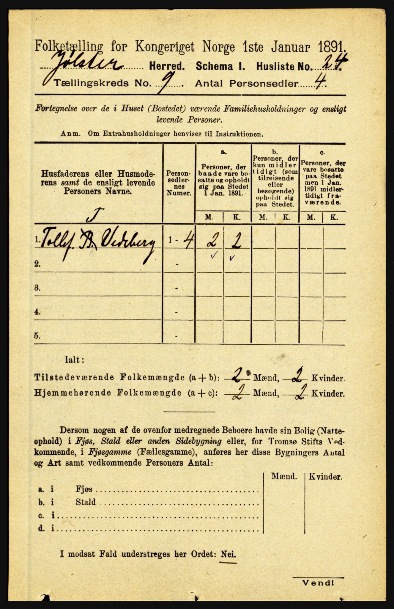 RA, 1891 census for 1431 Jølster, 1891, p. 3116