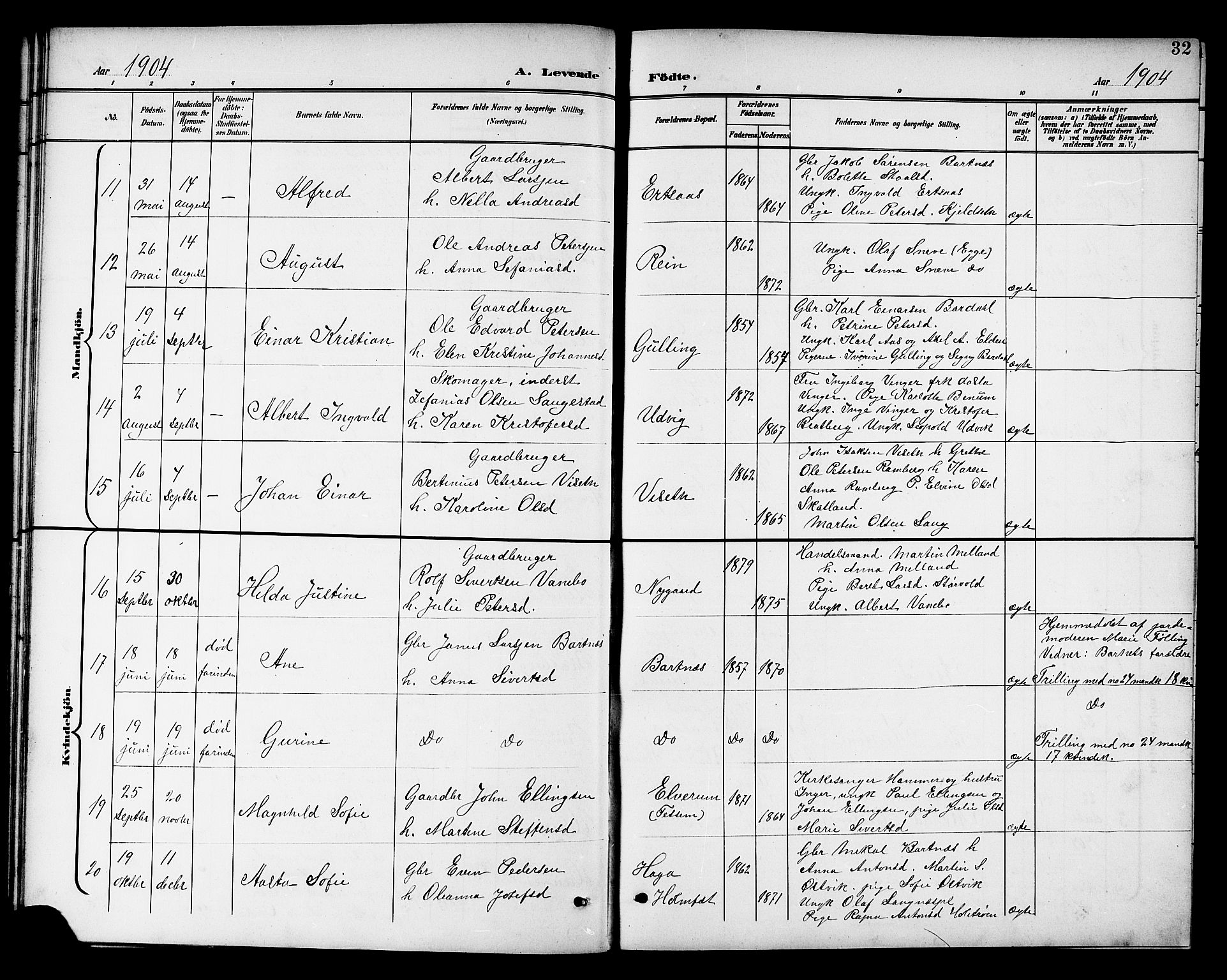 Ministerialprotokoller, klokkerbøker og fødselsregistre - Nord-Trøndelag, AV/SAT-A-1458/741/L0401: Parish register (copy) no. 741C02, 1899-1911, p. 32