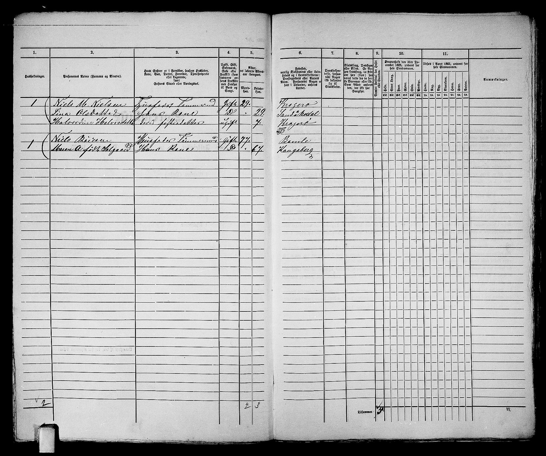 RA, 1865 census for Kragerø/Kragerø, 1865, p. 535