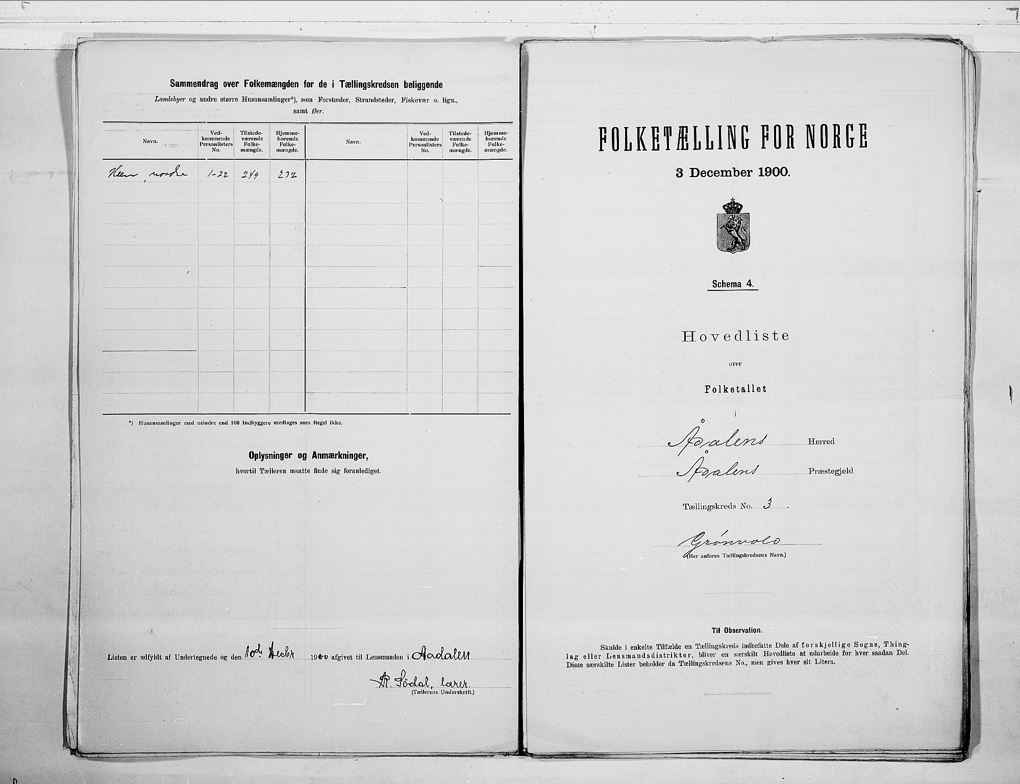 RA, 1900 census for Ådal, 1900, p. 8