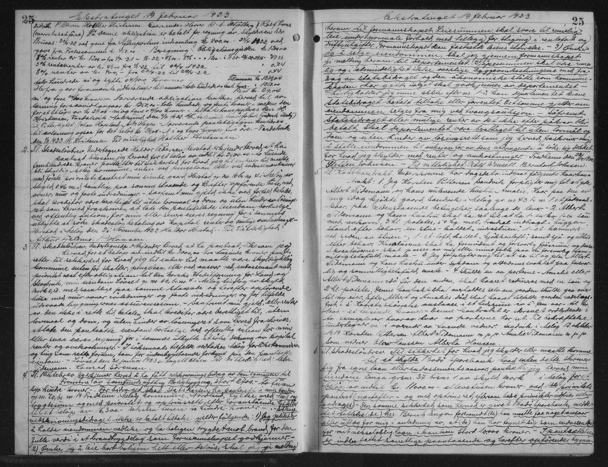 Rana sorenskriveri , AV/SAT-A-1108/1/2/2C/L0018: Mortgage book no. 18, 1923-1928, p. 25, Deed date: 19.02.1923