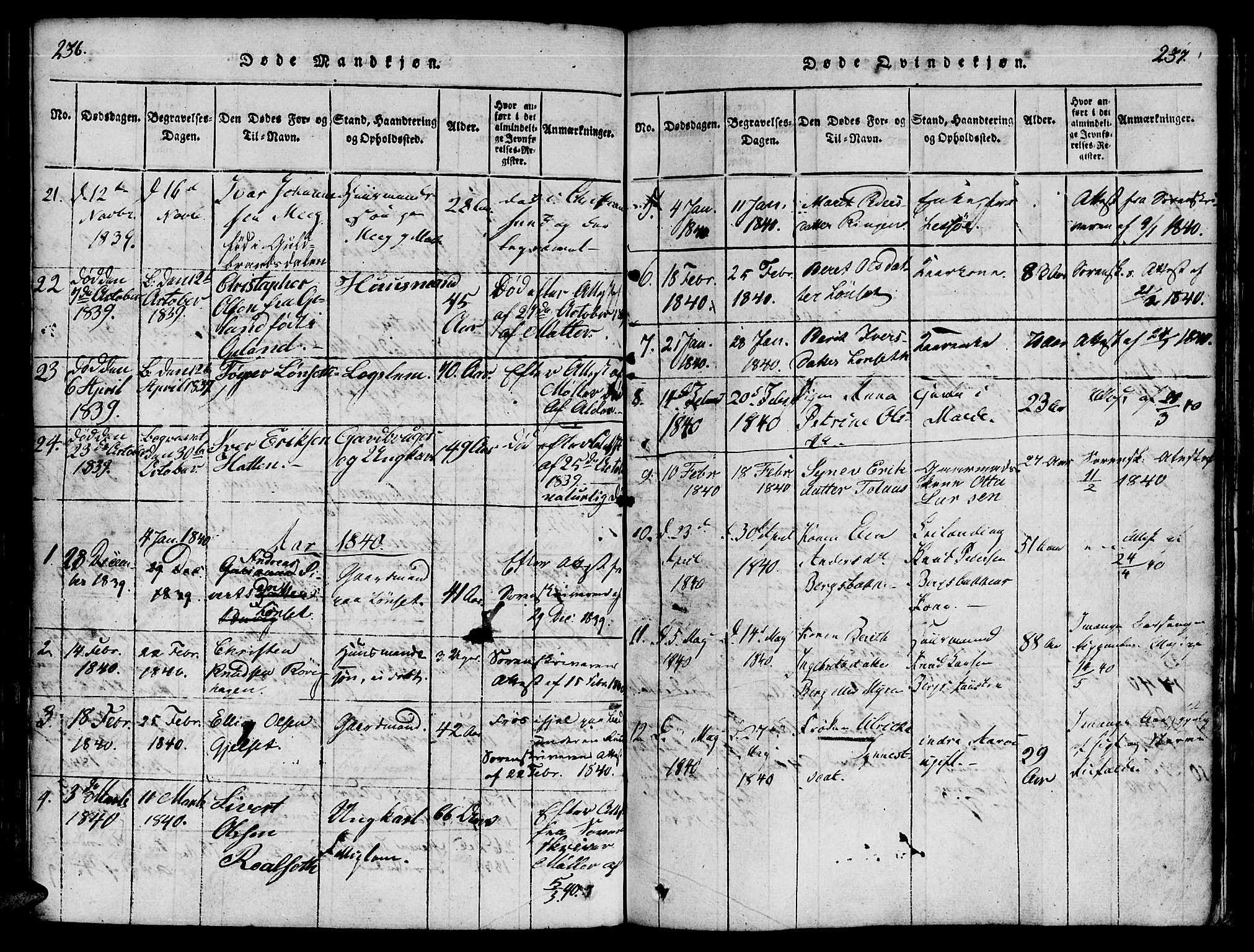 Ministerialprotokoller, klokkerbøker og fødselsregistre - Møre og Romsdal, SAT/A-1454/555/L0652: Parish register (official) no. 555A03, 1817-1843, p. 236-237