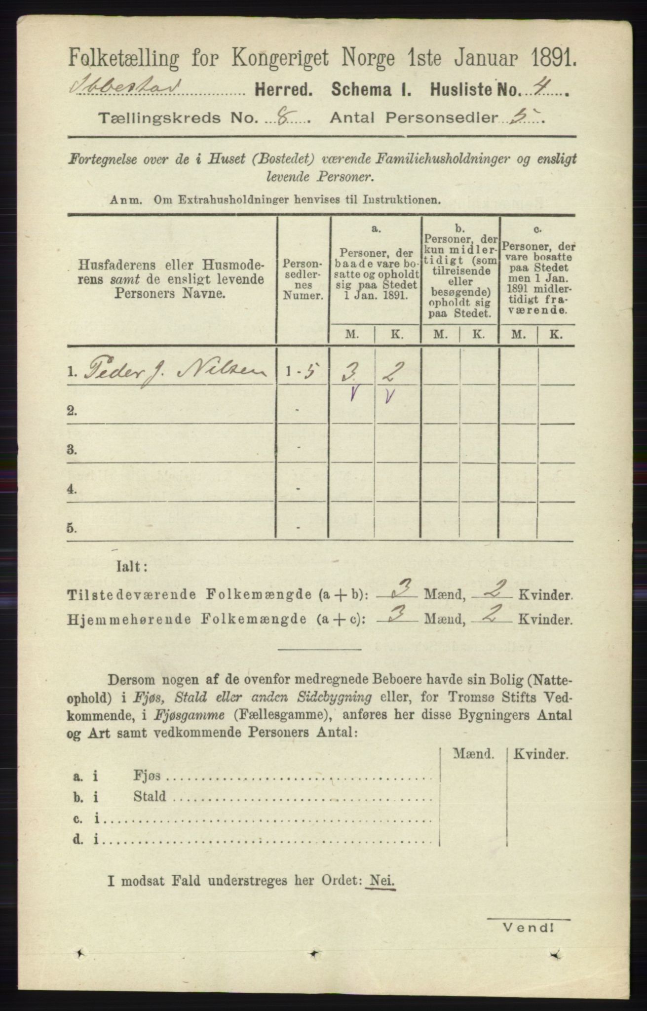 RA, 1891 census for 1917 Ibestad, 1891, p. 5130