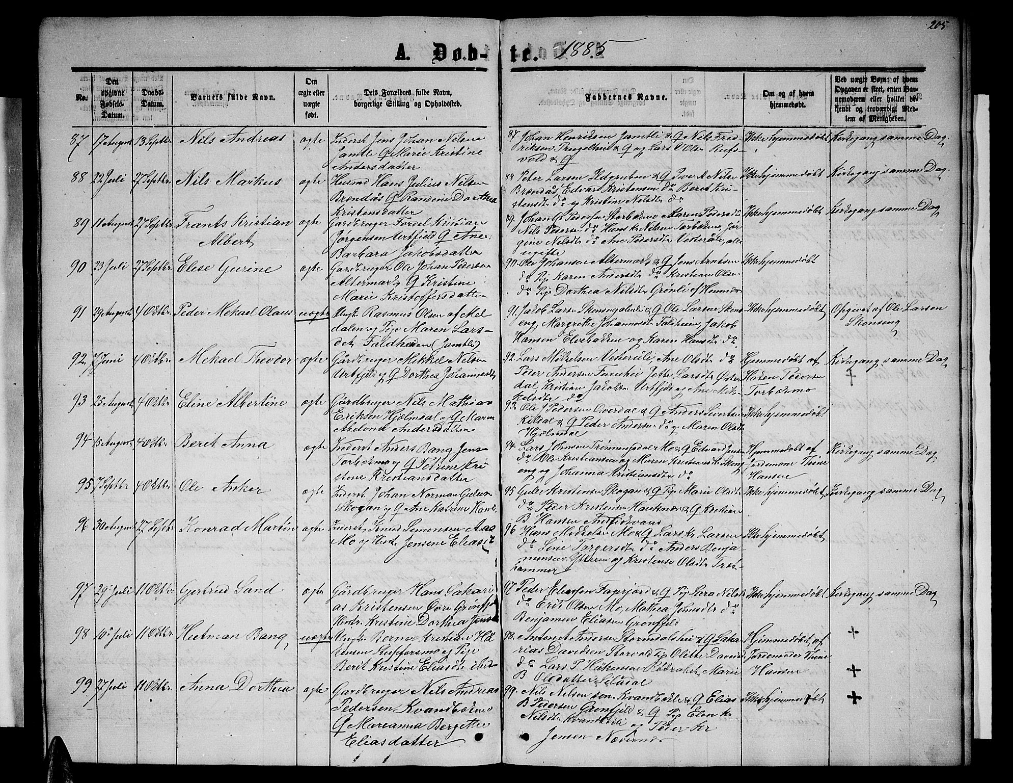 Ministerialprotokoller, klokkerbøker og fødselsregistre - Nordland, SAT/A-1459/827/L0415: Parish register (copy) no. 827C04, 1864-1886, p. 205