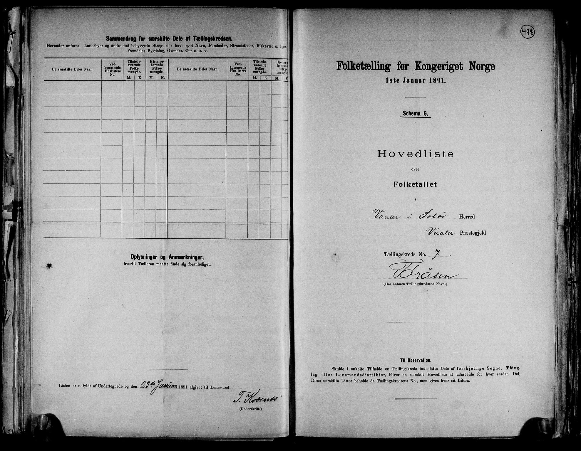 RA, 1891 census for 0426 Våler, 1891, p. 16