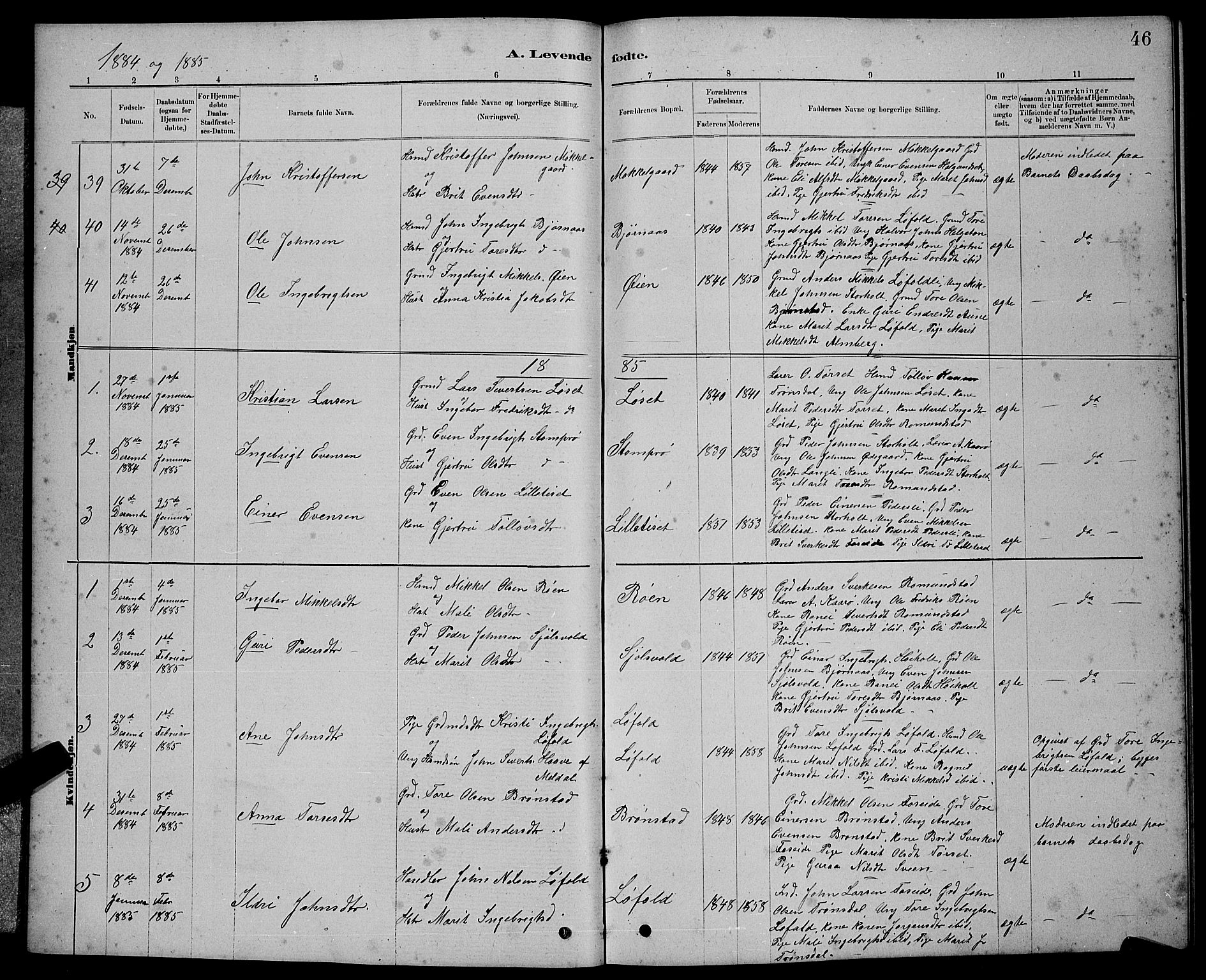 Ministerialprotokoller, klokkerbøker og fødselsregistre - Møre og Romsdal, AV/SAT-A-1454/598/L1077: Parish register (copy) no. 598C02, 1879-1891, p. 46