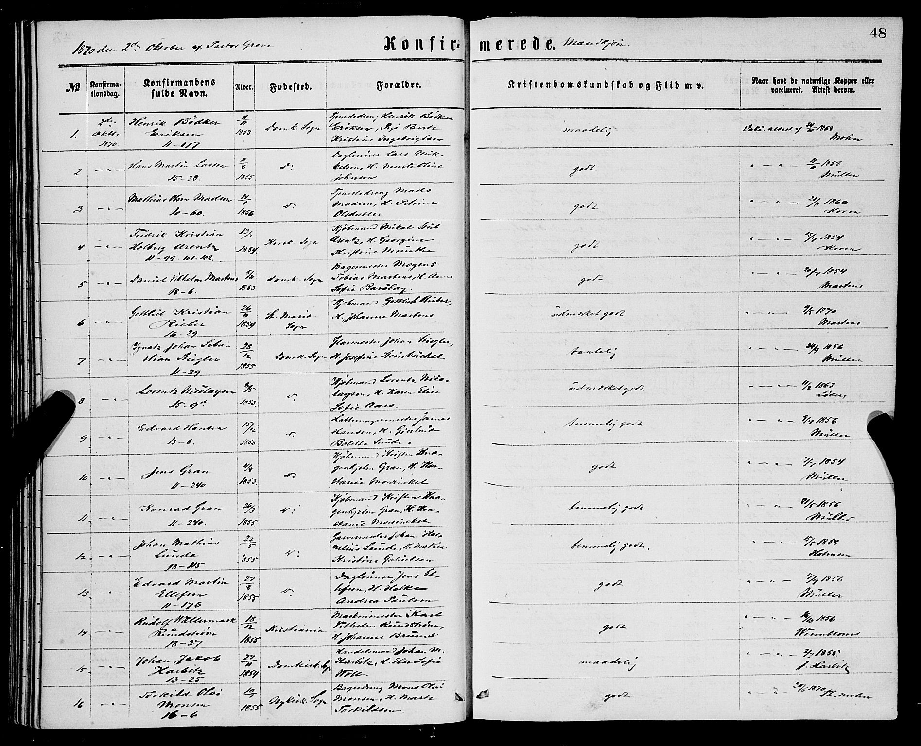 Domkirken sokneprestembete, AV/SAB-A-74801/H/Haa/L0029: Parish register (official) no. C 4, 1864-1879, p. 48