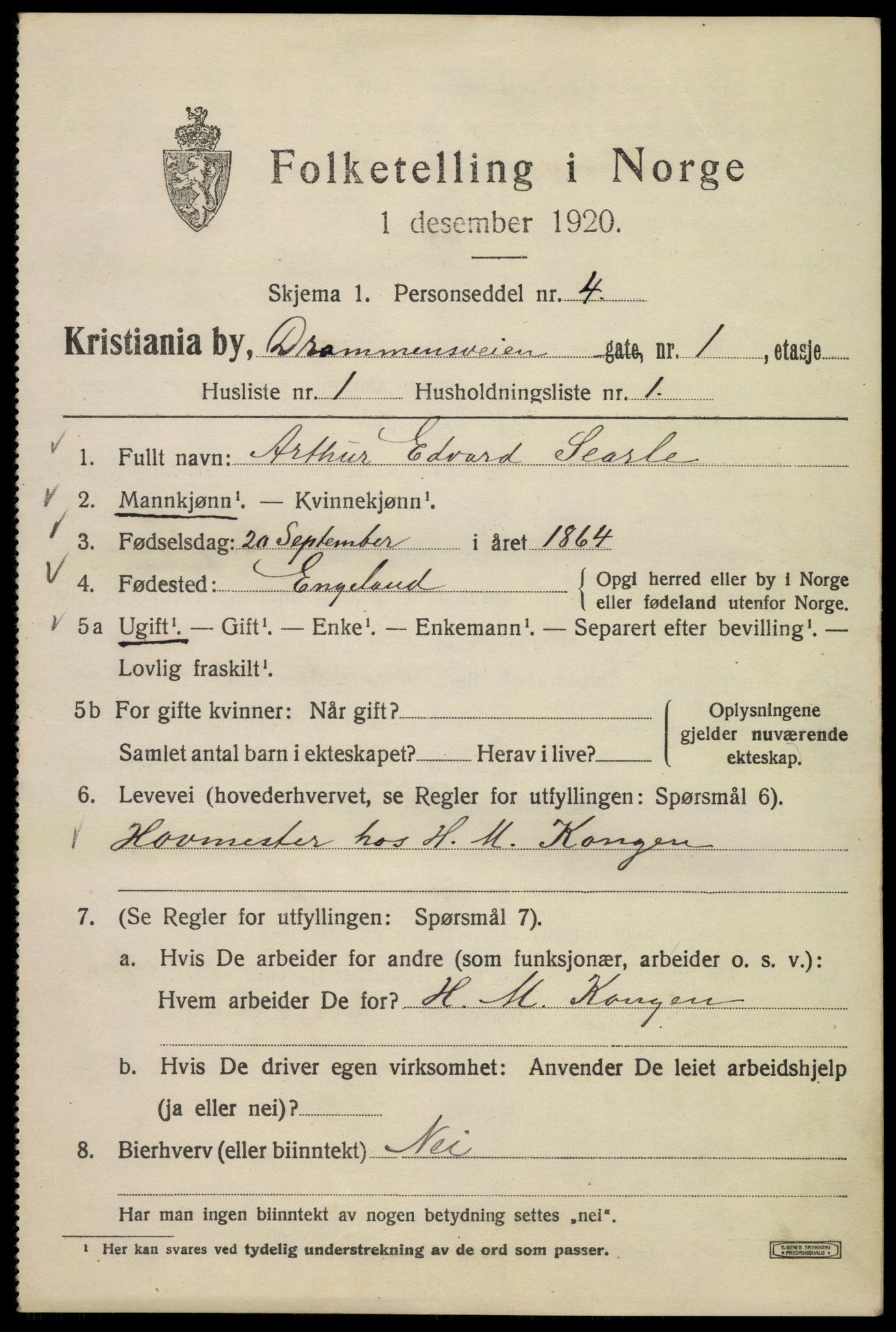 SAO, 1920 census for Kristiania, 1920, p. 200589