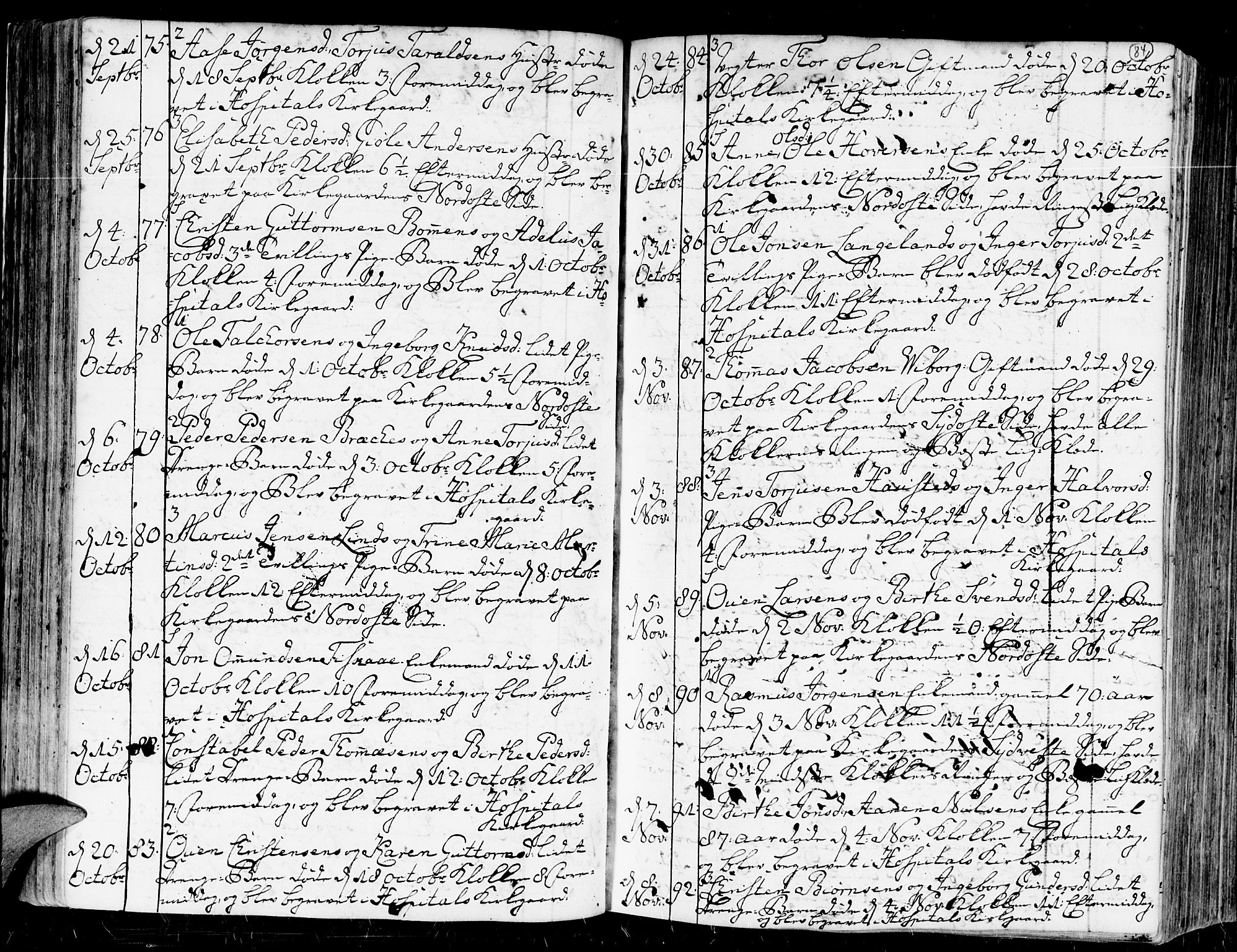 Kristiansand domprosti, AV/SAK-1112-0006/F/Fa/L0004: Parish register (official) no. A 4, 1762-1794, p. 84