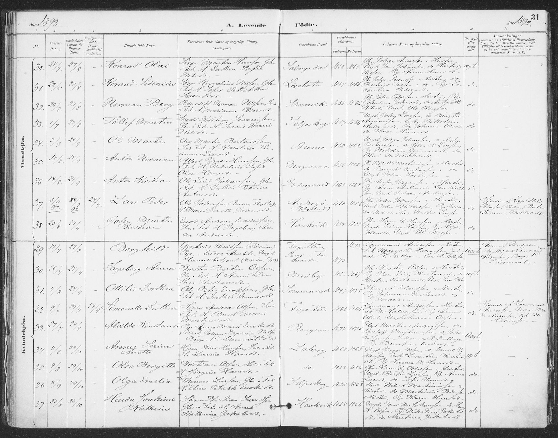 Ibestad sokneprestembete, SATØ/S-0077/H/Ha/Haa/L0015kirke: Parish register (official) no. 15, 1888-1899, p. 31