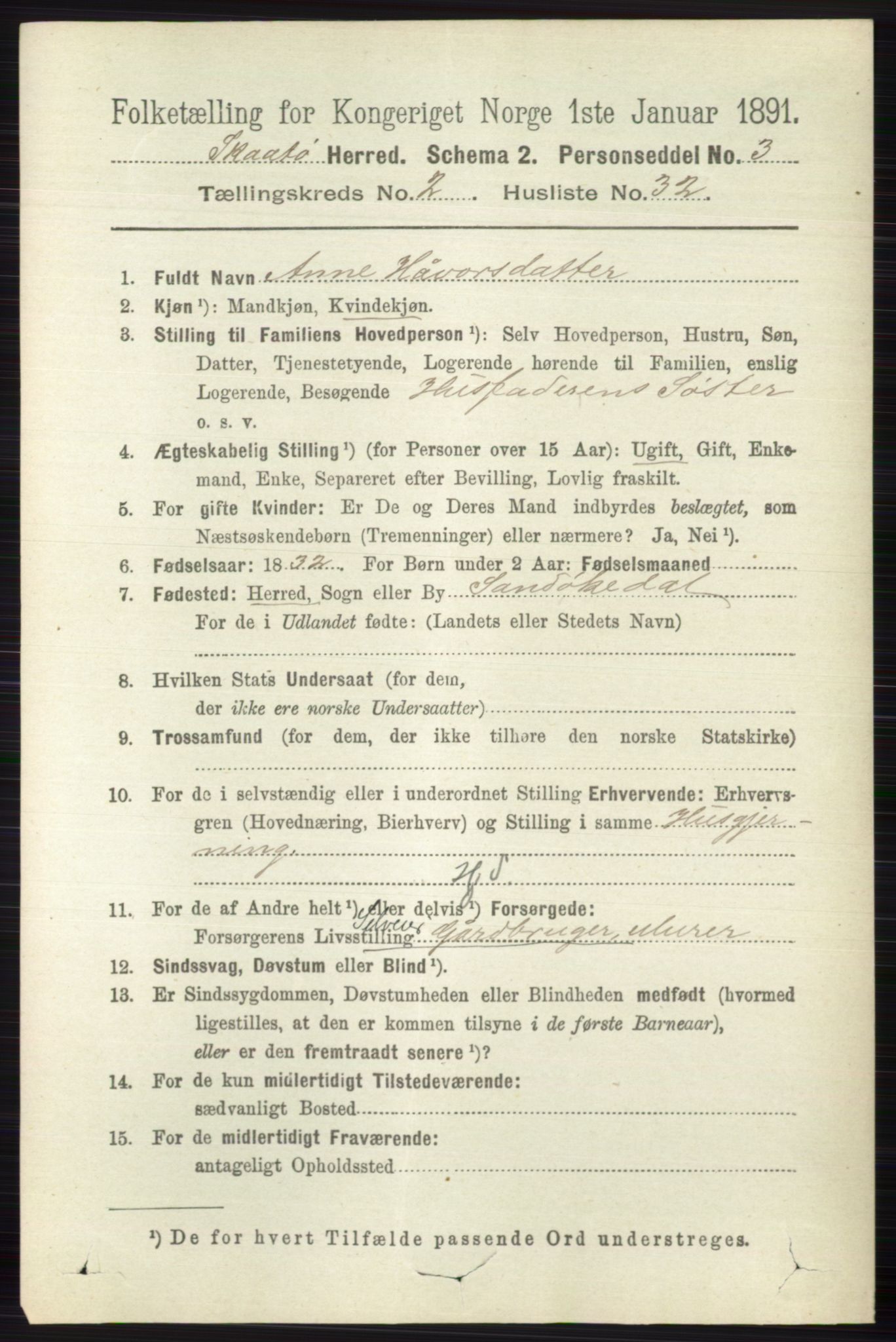 RA, 1891 census for 0815 Skåtøy, 1891, p. 600