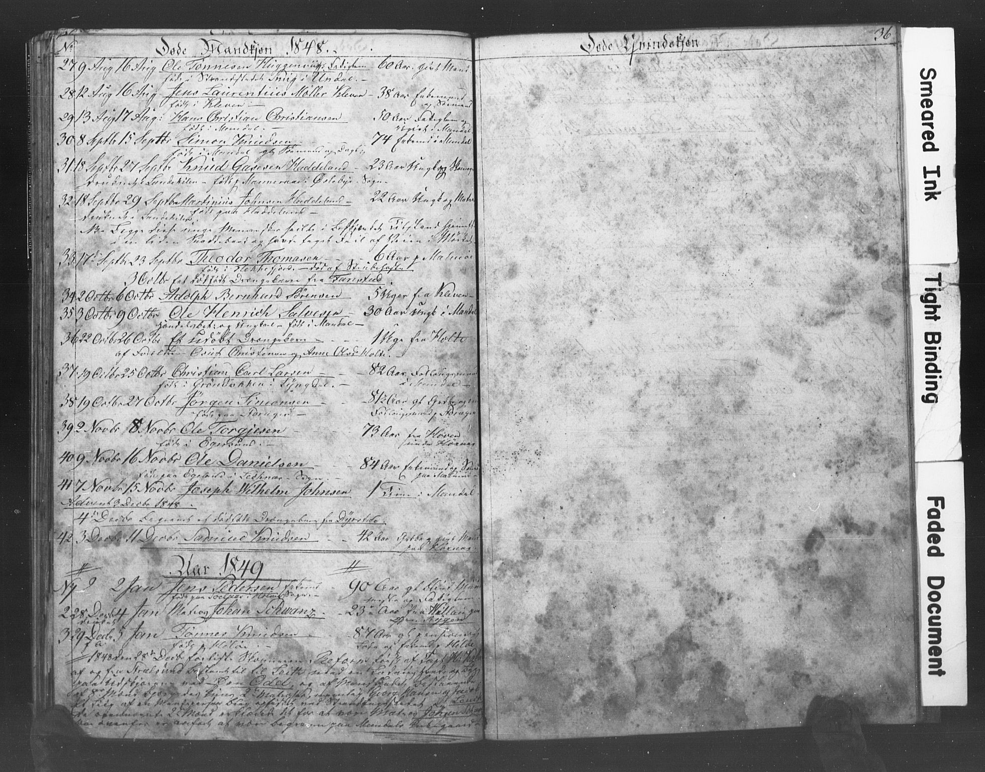 Mandal sokneprestkontor, AV/SAK-1111-0030/F/Fb/Fba/L0006: Parish register (copy) no. B 1F, 1846-1849, p. 36