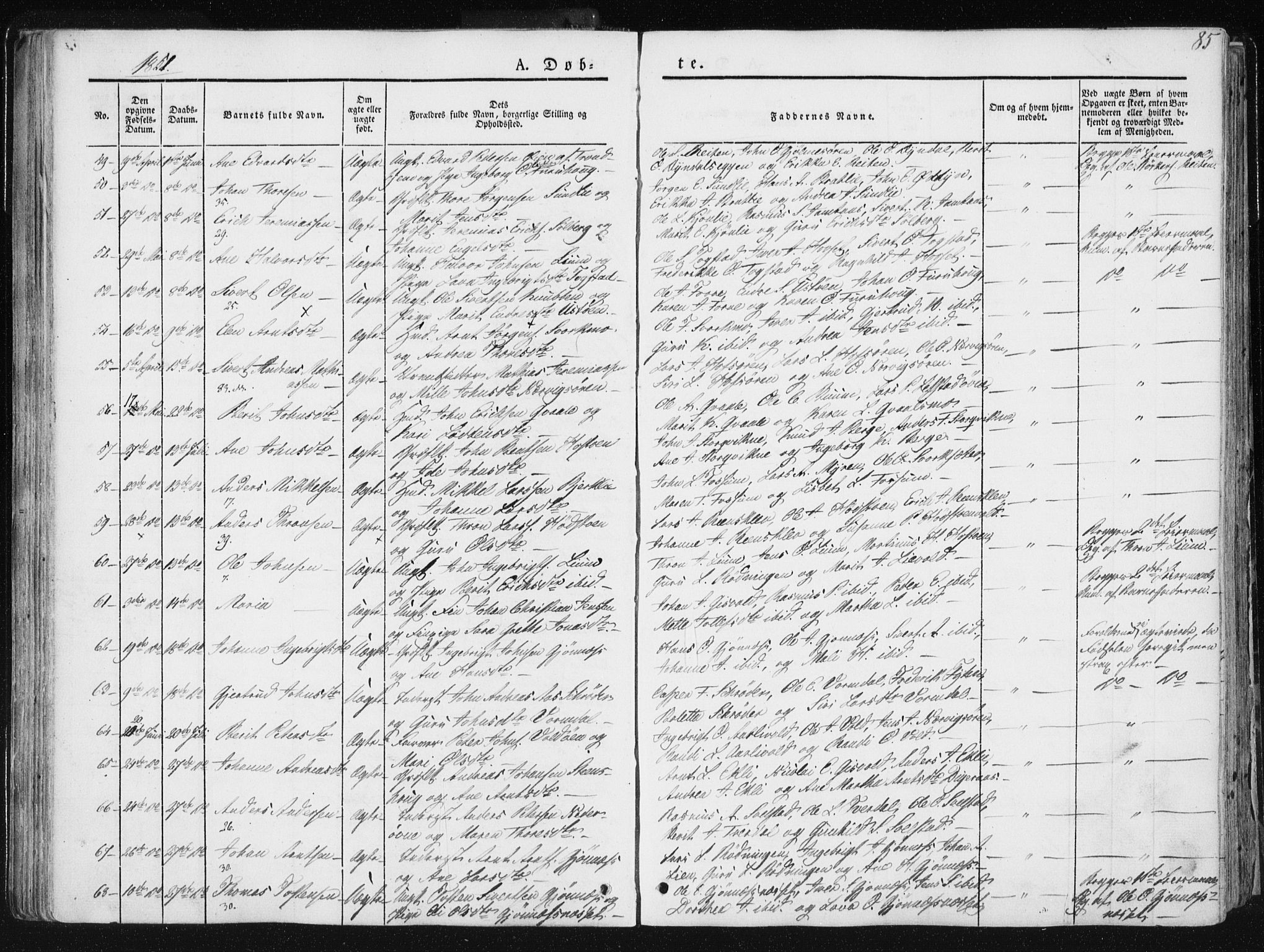 Ministerialprotokoller, klokkerbøker og fødselsregistre - Sør-Trøndelag, SAT/A-1456/668/L0805: Parish register (official) no. 668A05, 1840-1853, p. 85