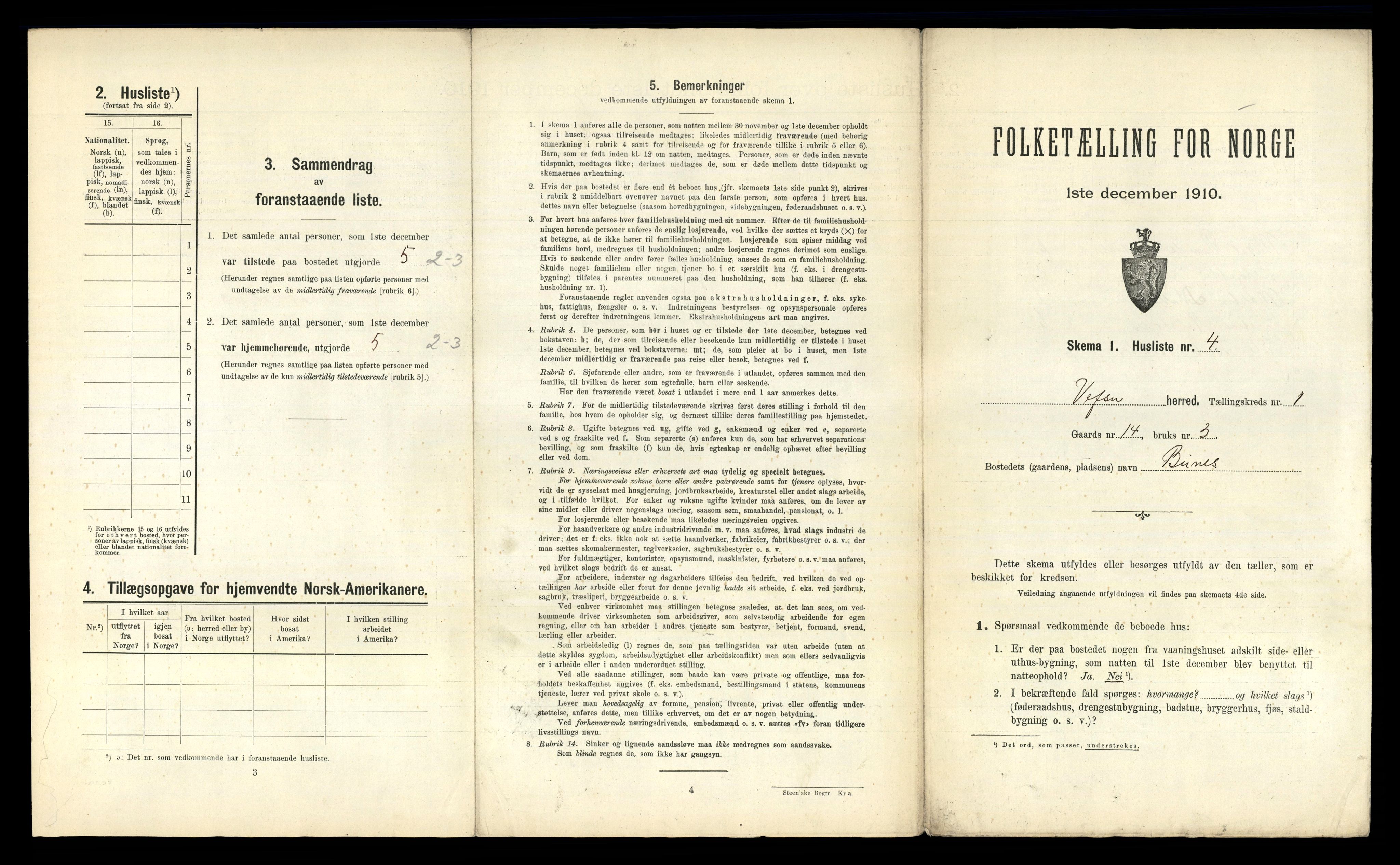 RA, 1910 census for Vefsn, 1910, p. 54