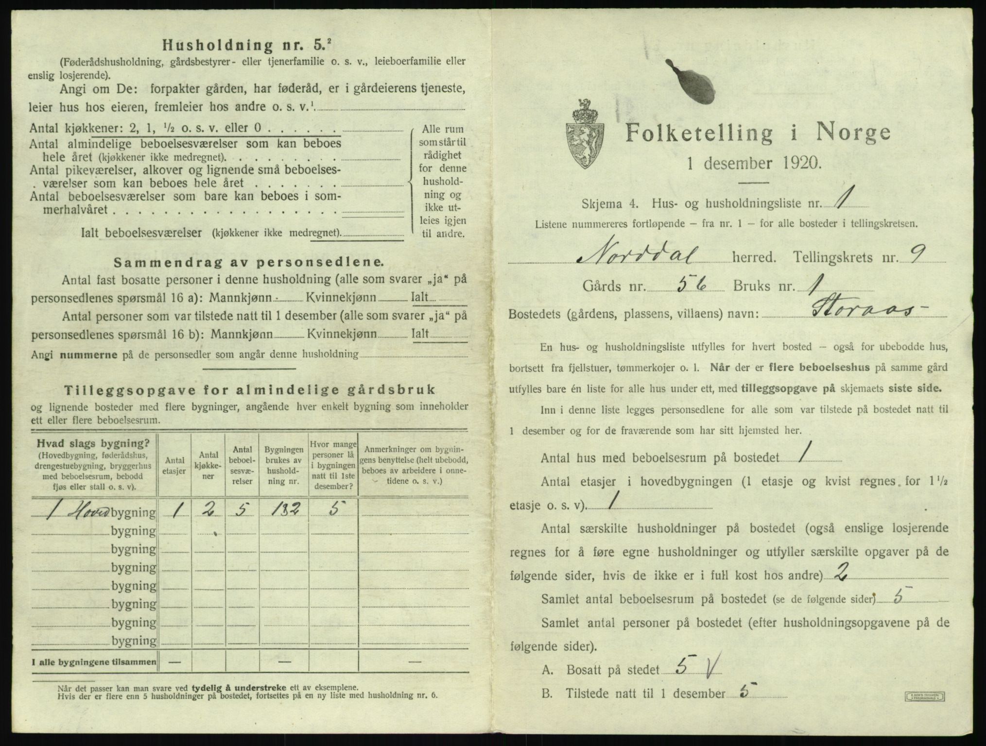 SAT, 1920 census for Norddal, 1920, p. 711