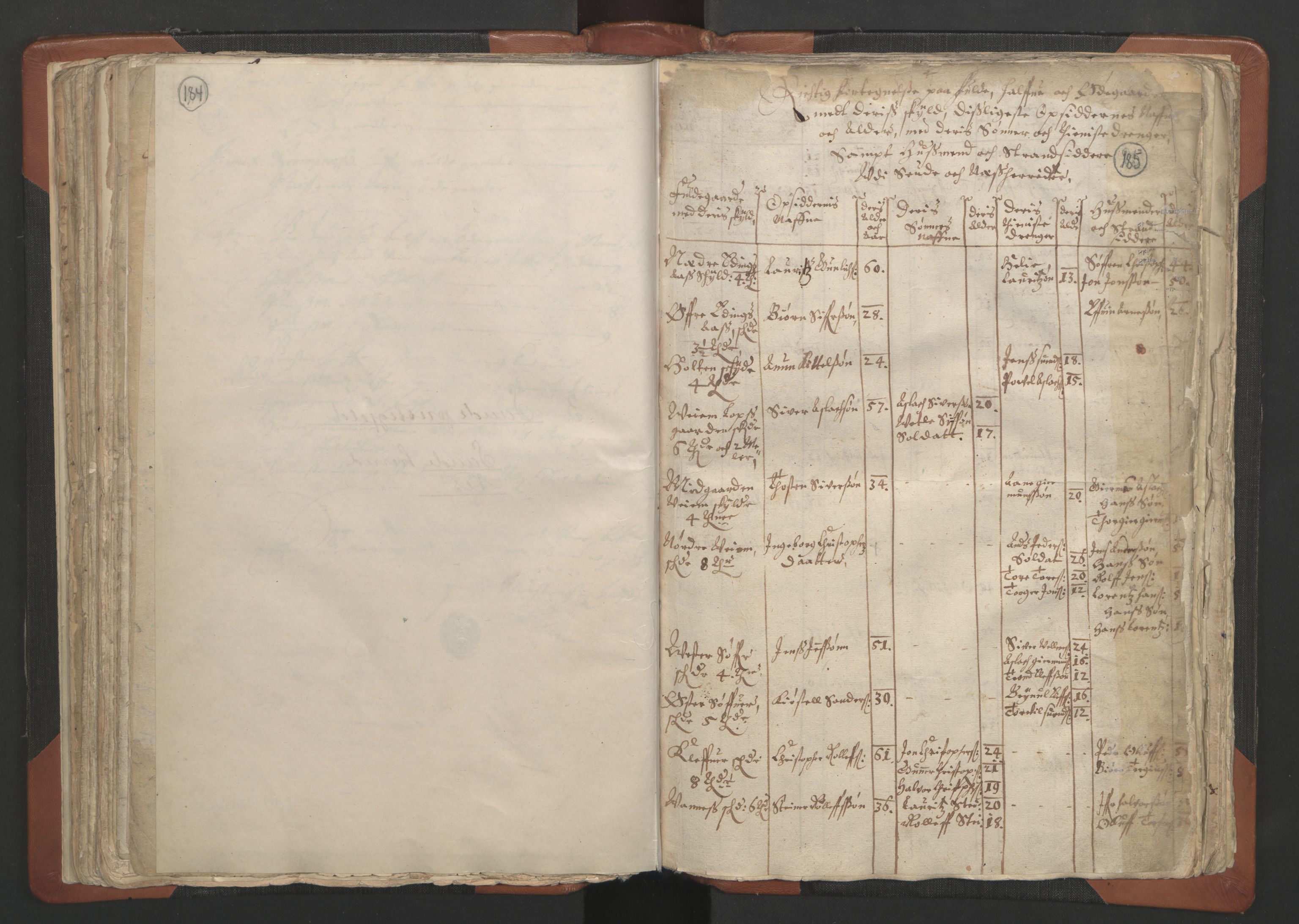 RA, Vicar's Census 1664-1666, no. 12: Øvre Telemark deanery, Nedre Telemark deanery and Bamble deanery, 1664-1666, p. 184-185