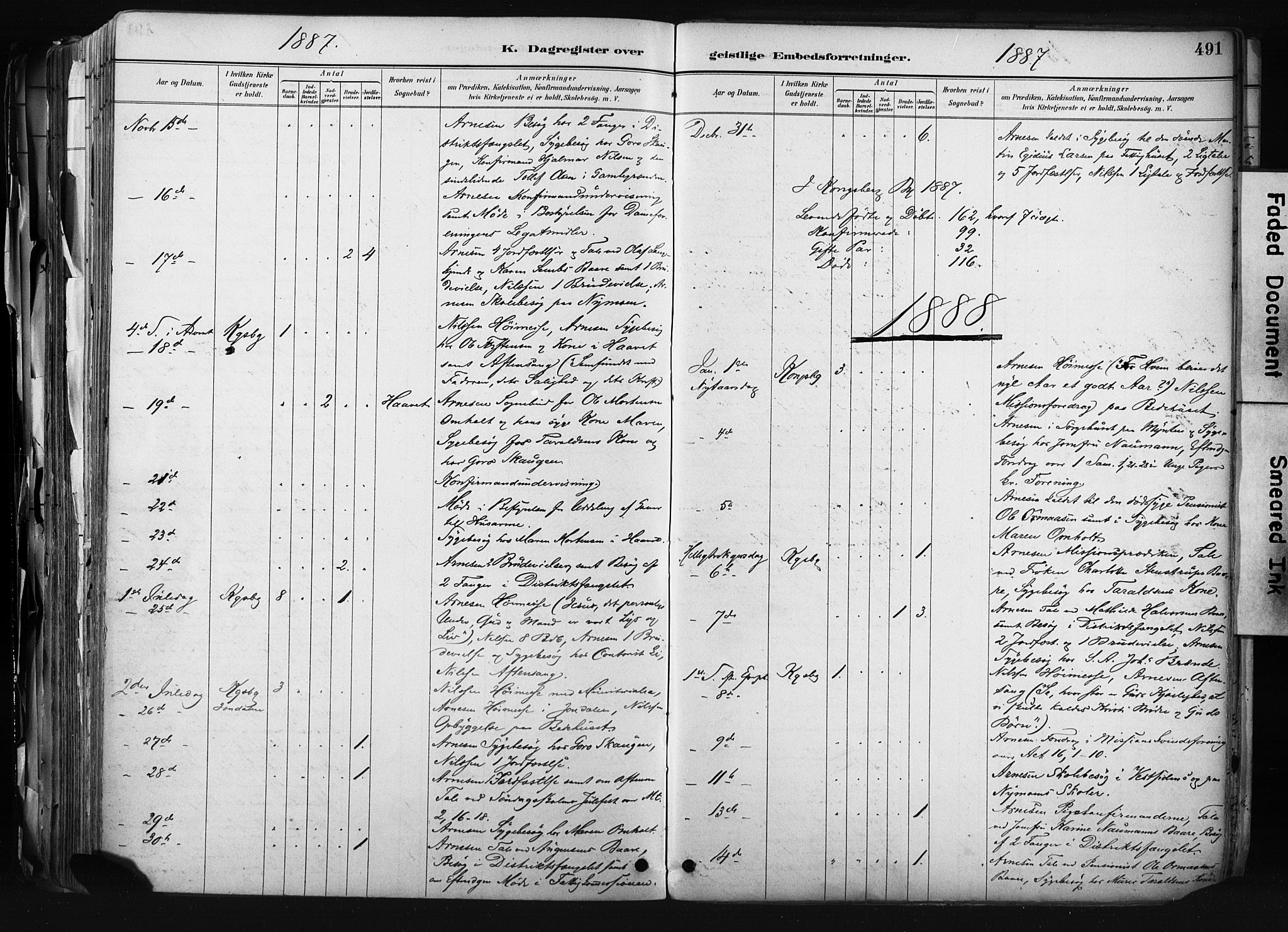 Kongsberg kirkebøker, AV/SAKO-A-22/F/Fb/L0002: Parish register (official) no. II 2, 1886-1896, p. 491