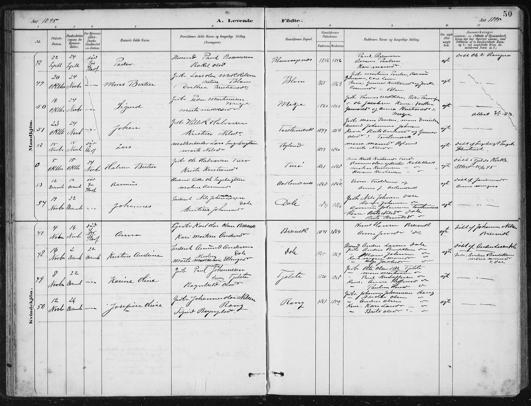 Herdla Sokneprestembete, SAB/A-75701/H/Haa: Parish register (official) no. A 4, 1891-1905, p. 50