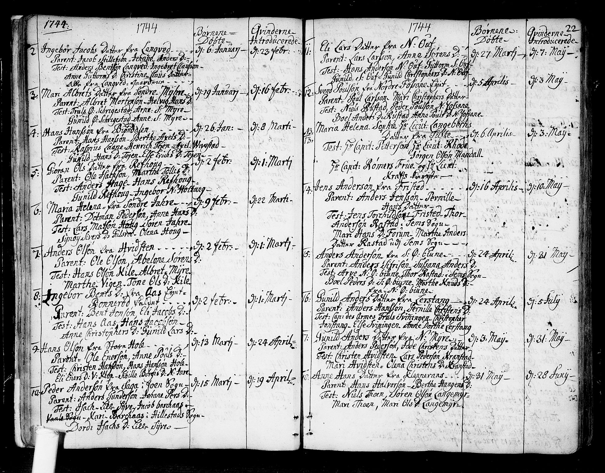 Ramnes kirkebøker, SAKO/A-314/F/Fa/L0001: Parish register (official) no. I 1, 1732-1774, p. 22